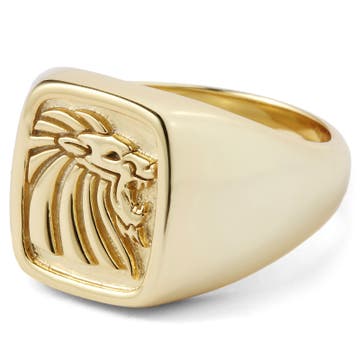 Позлатен сребърен пръстен Lion Tribute