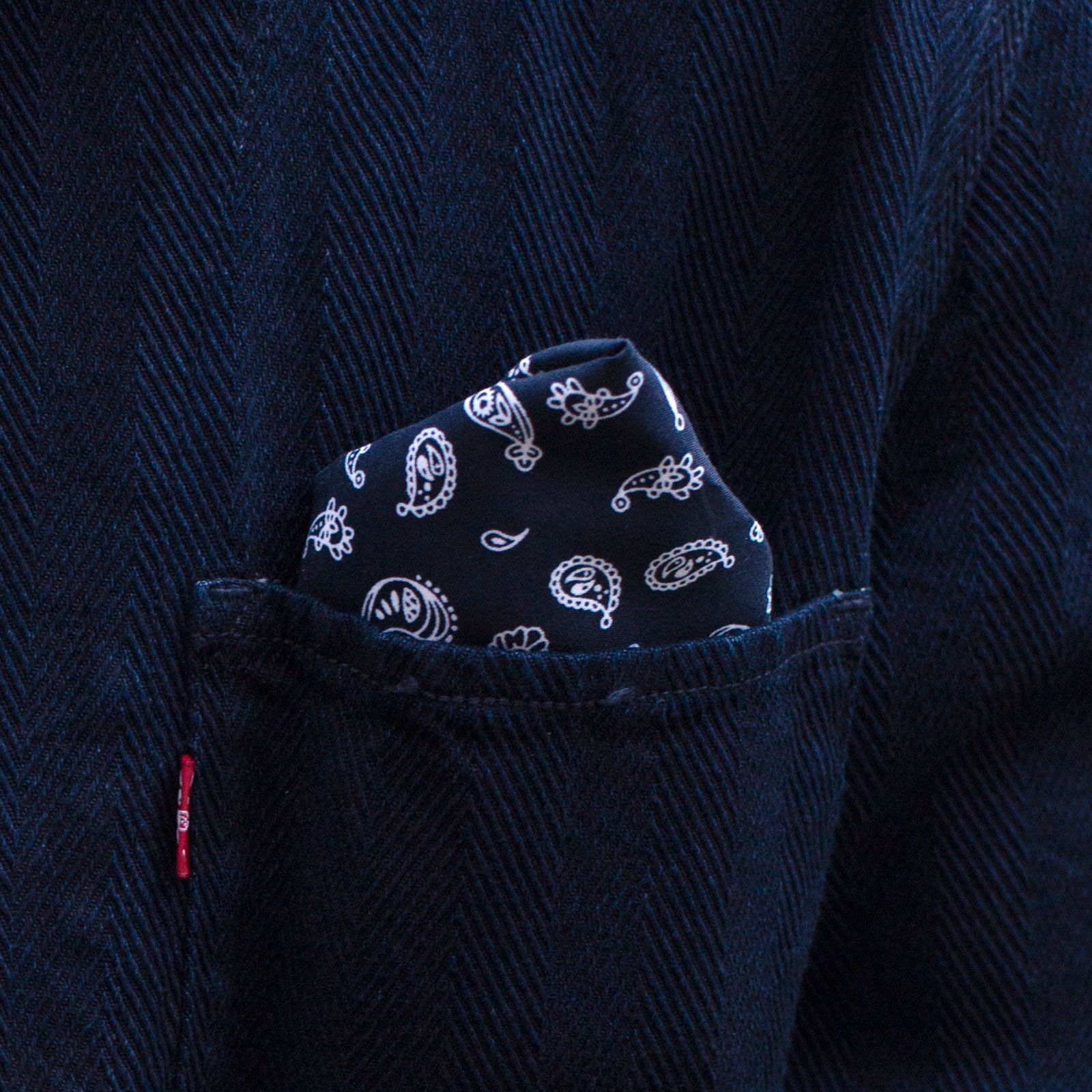 Marineblå Minimal Paisley Lommeklud i Polyester - 3