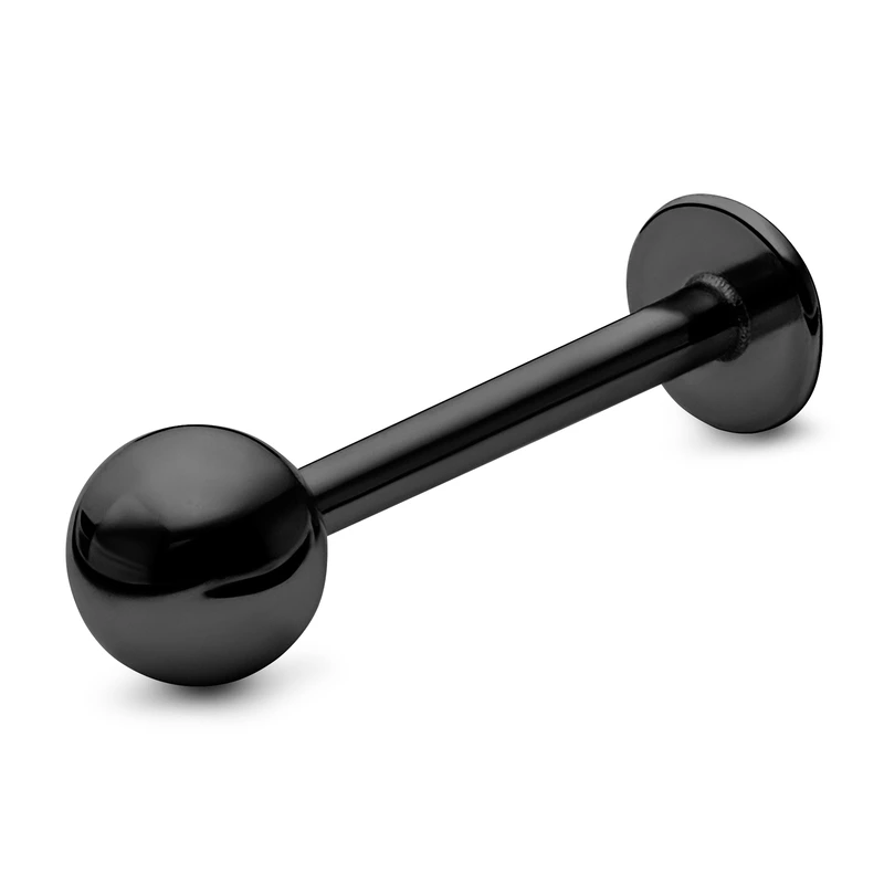 3/8" (10 mm) Black Ball-Tipped Surgical Steel Labret Stud 3/8" (10 mm) Black Ball-Tipped Surgical Steel Labret Stud