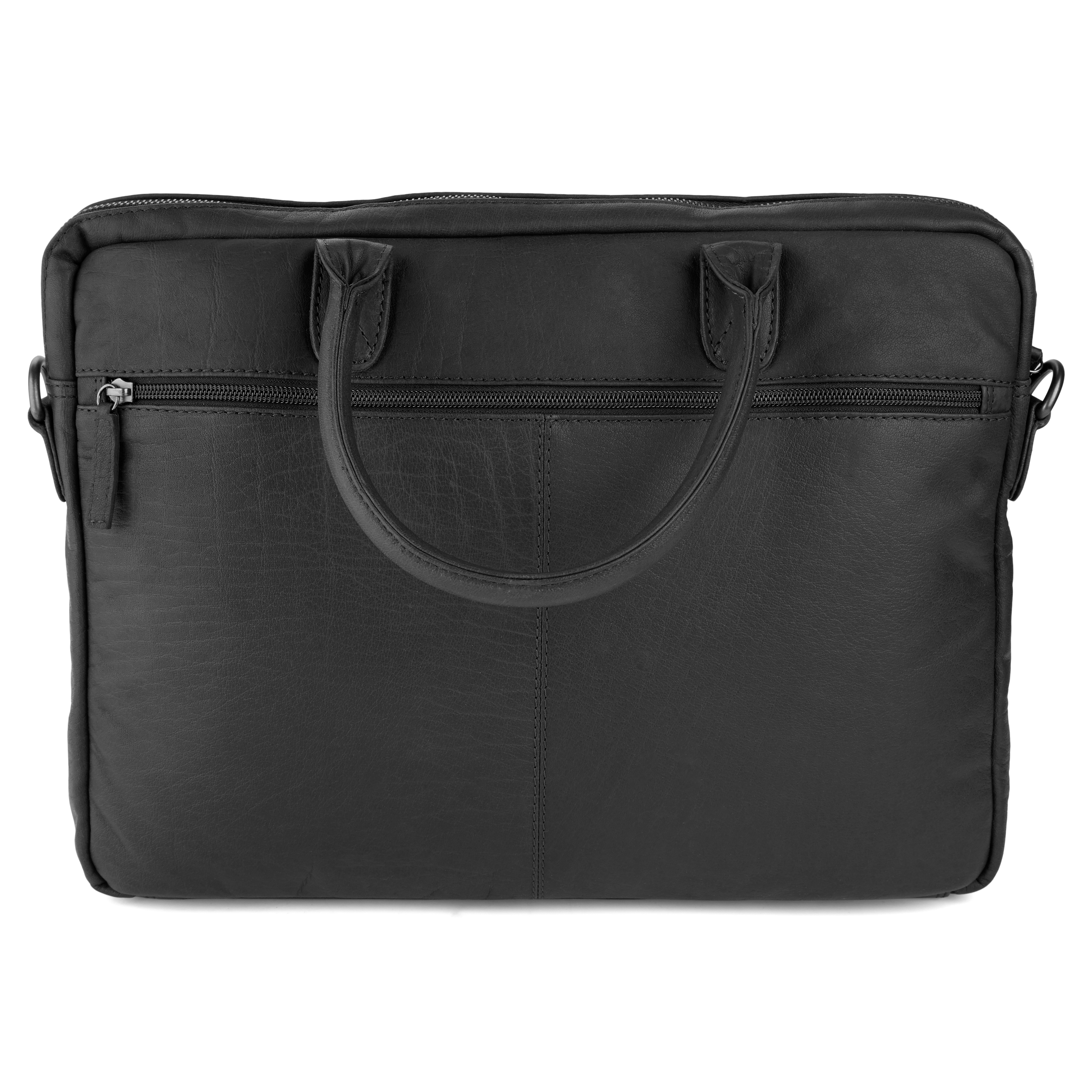 Oxford | Black Leather Laptop Bag - 3