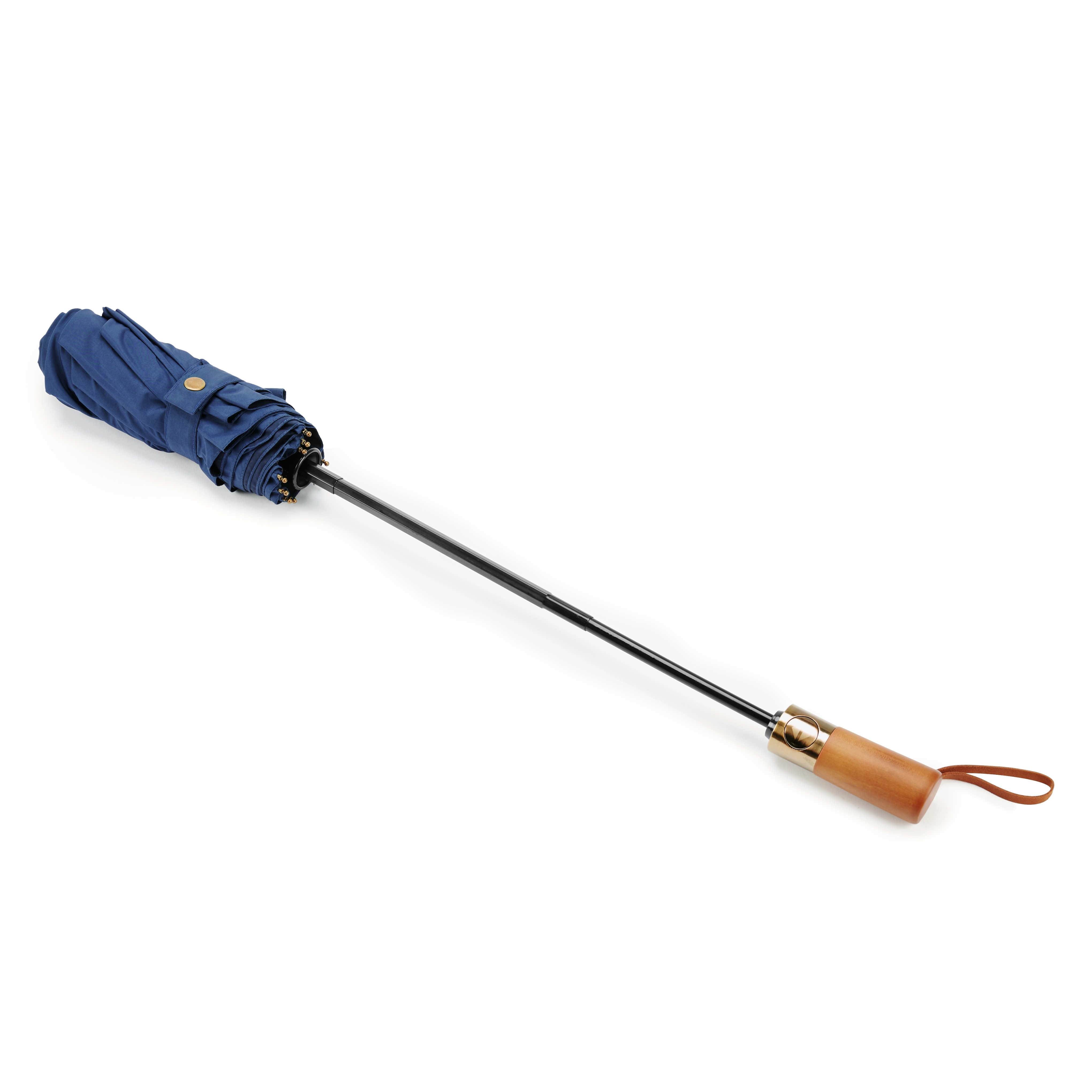 Guarda-Chuva Automático Dobrável | Azul-escuro | Pega em Madeira - 5