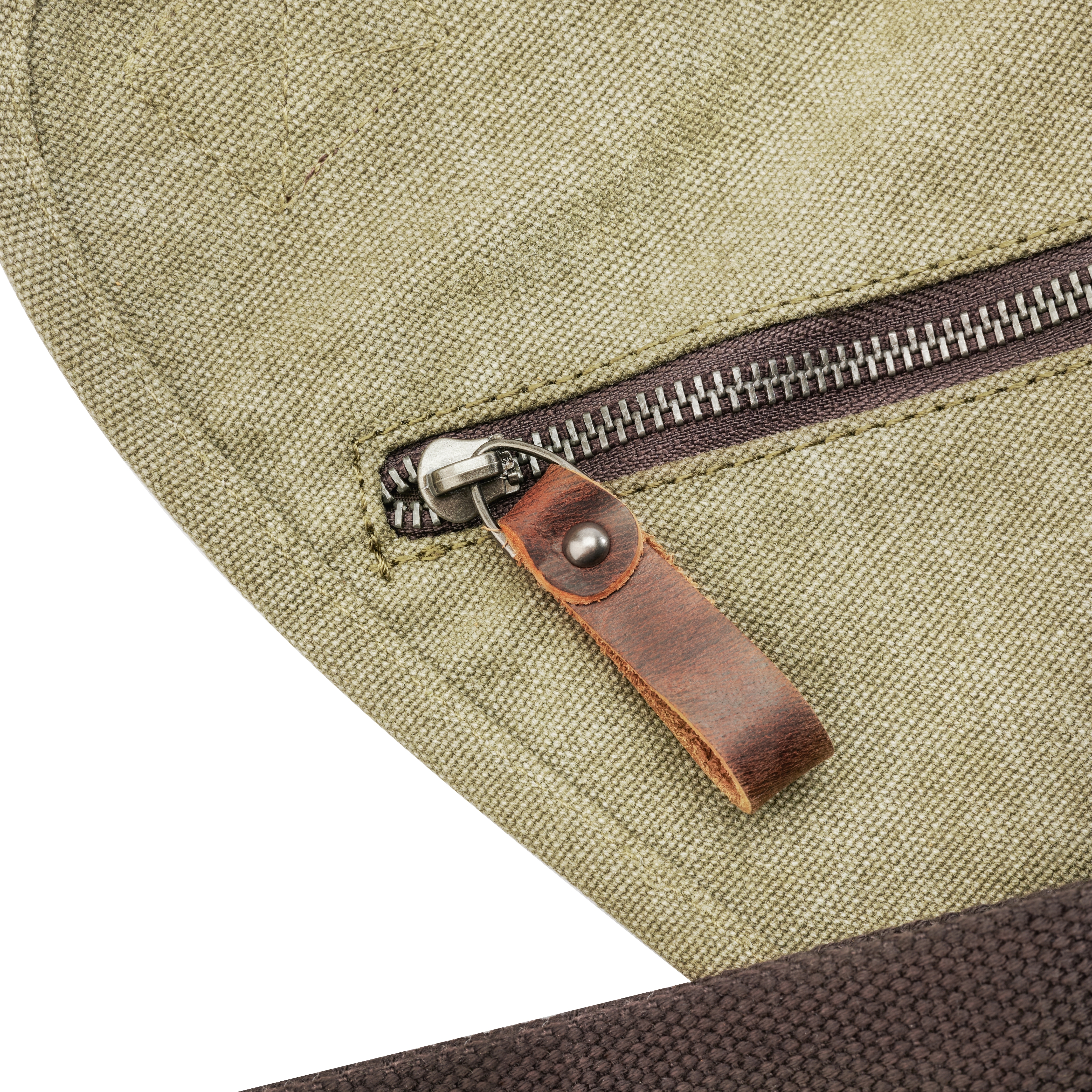 Army Green Canvas & Leather Crossbody Shoulder Bag - 6