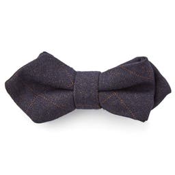 Maroon Chequered Pointy Cotton Bow Tie