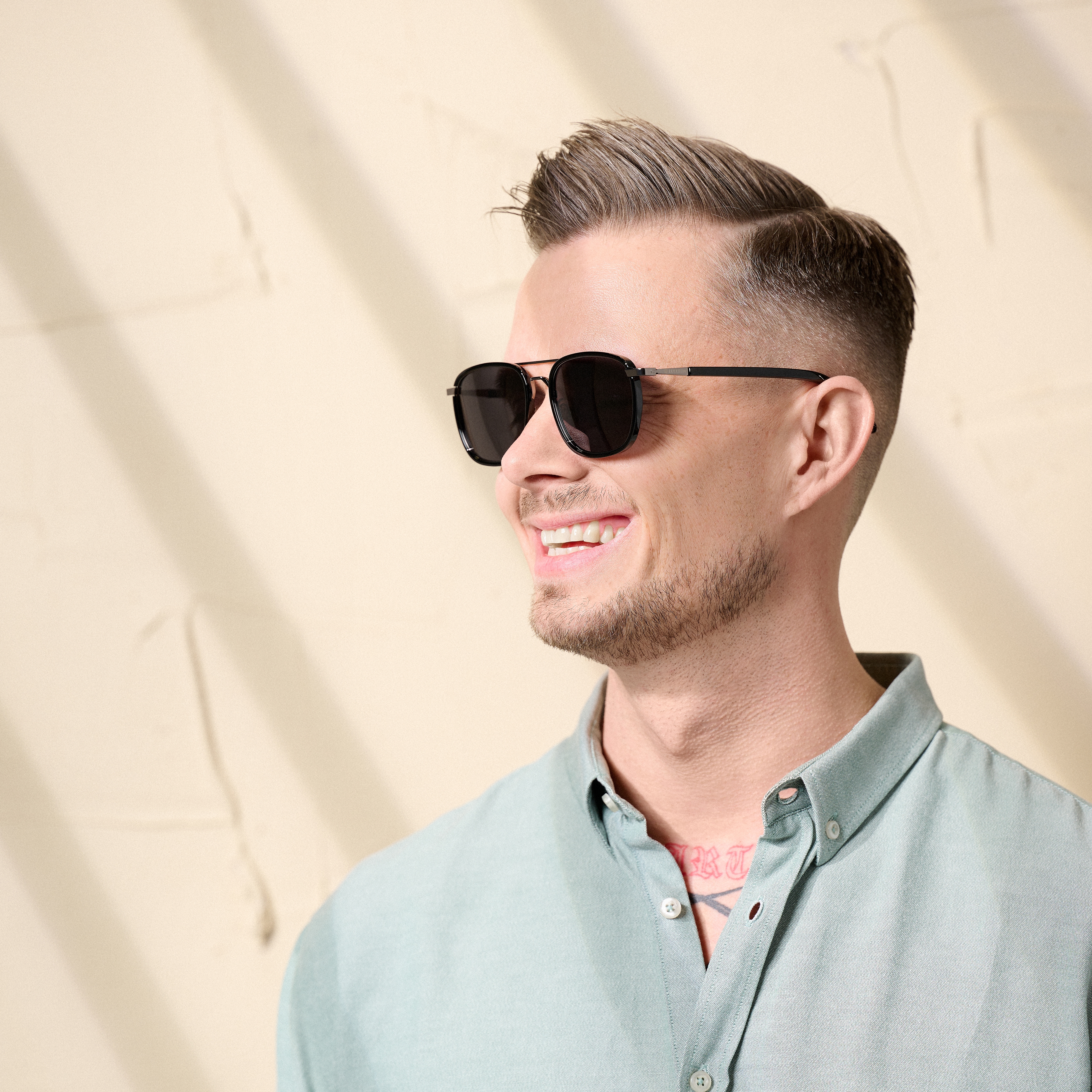 Černé polarizační sluneční brýle s dvojitým nosníkem - 6