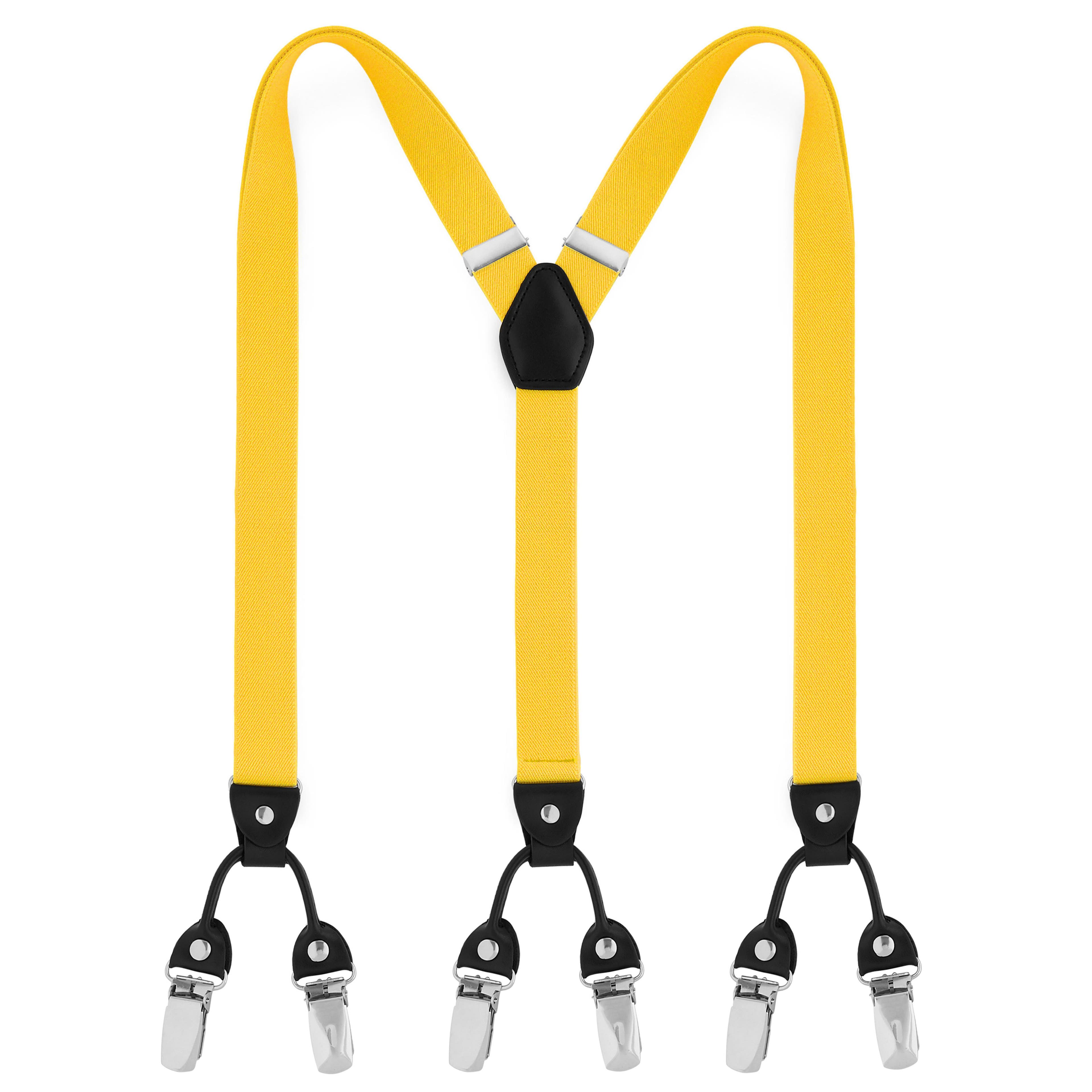 Slim Canary Yellow Clip-On Braces