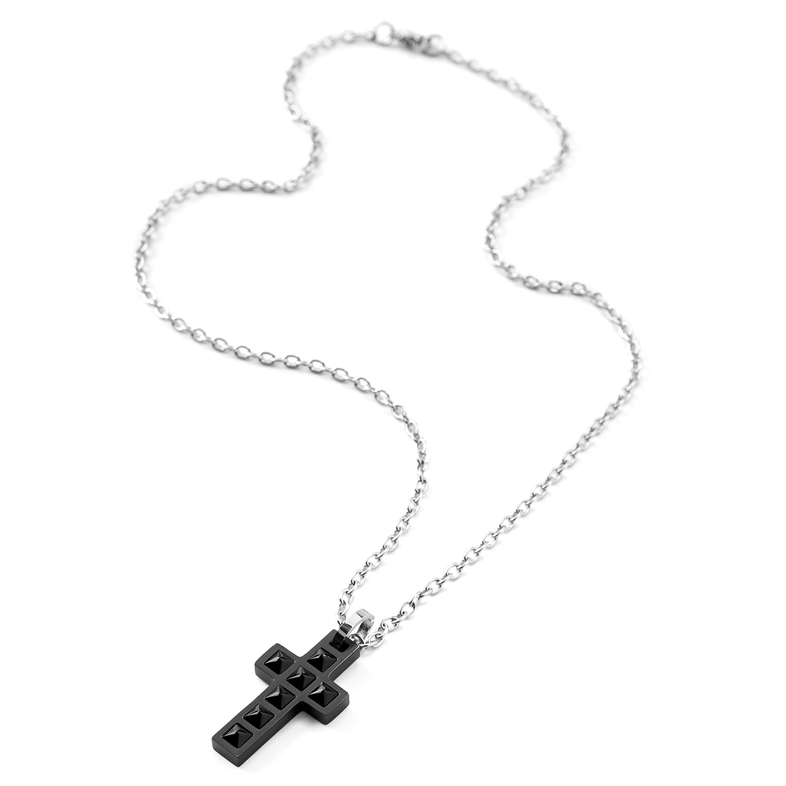 Κολιέ με Μαύρο Σταυρό Studded - 3