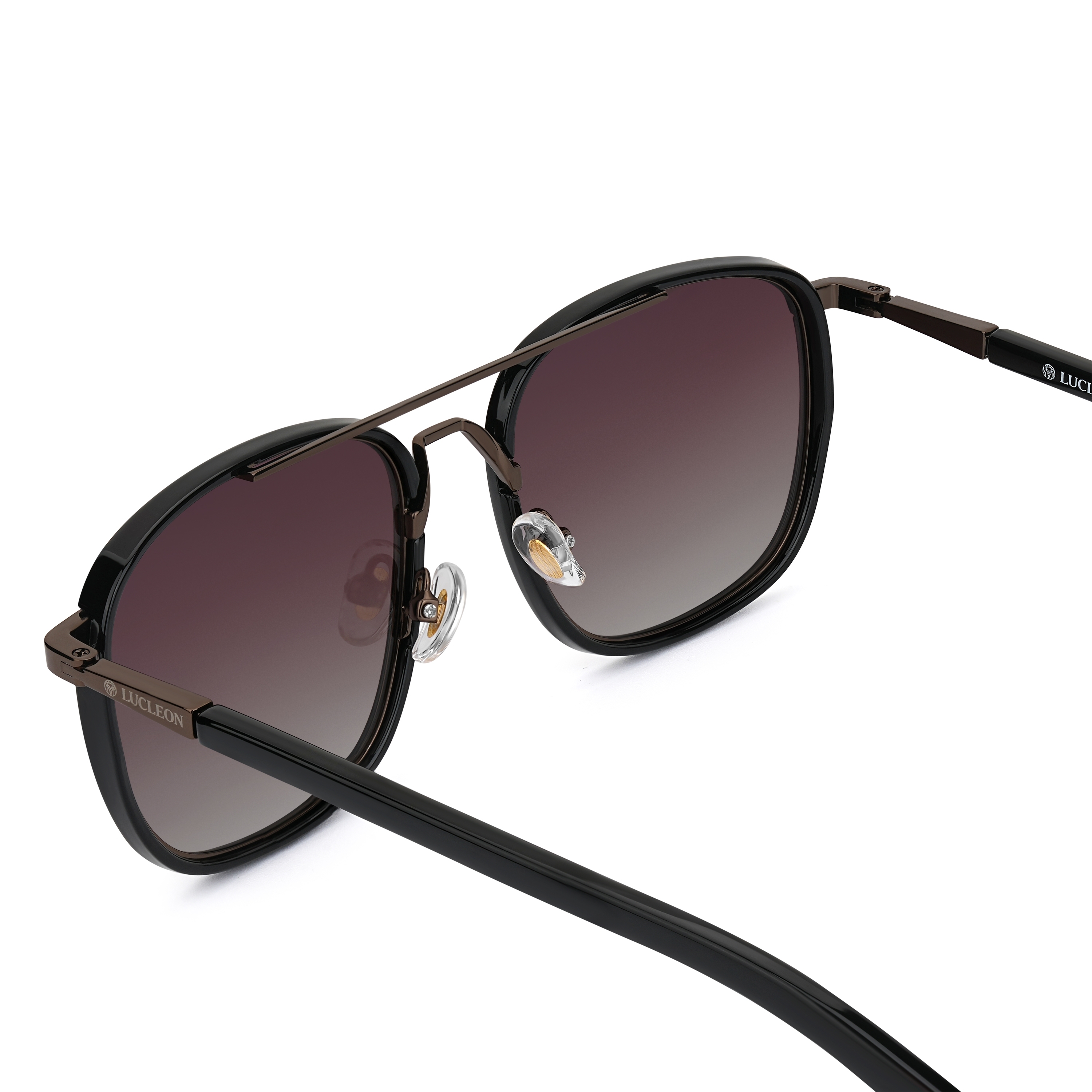Black & Brown Gradient Double-Bridge Polarised Sunglasses - 4