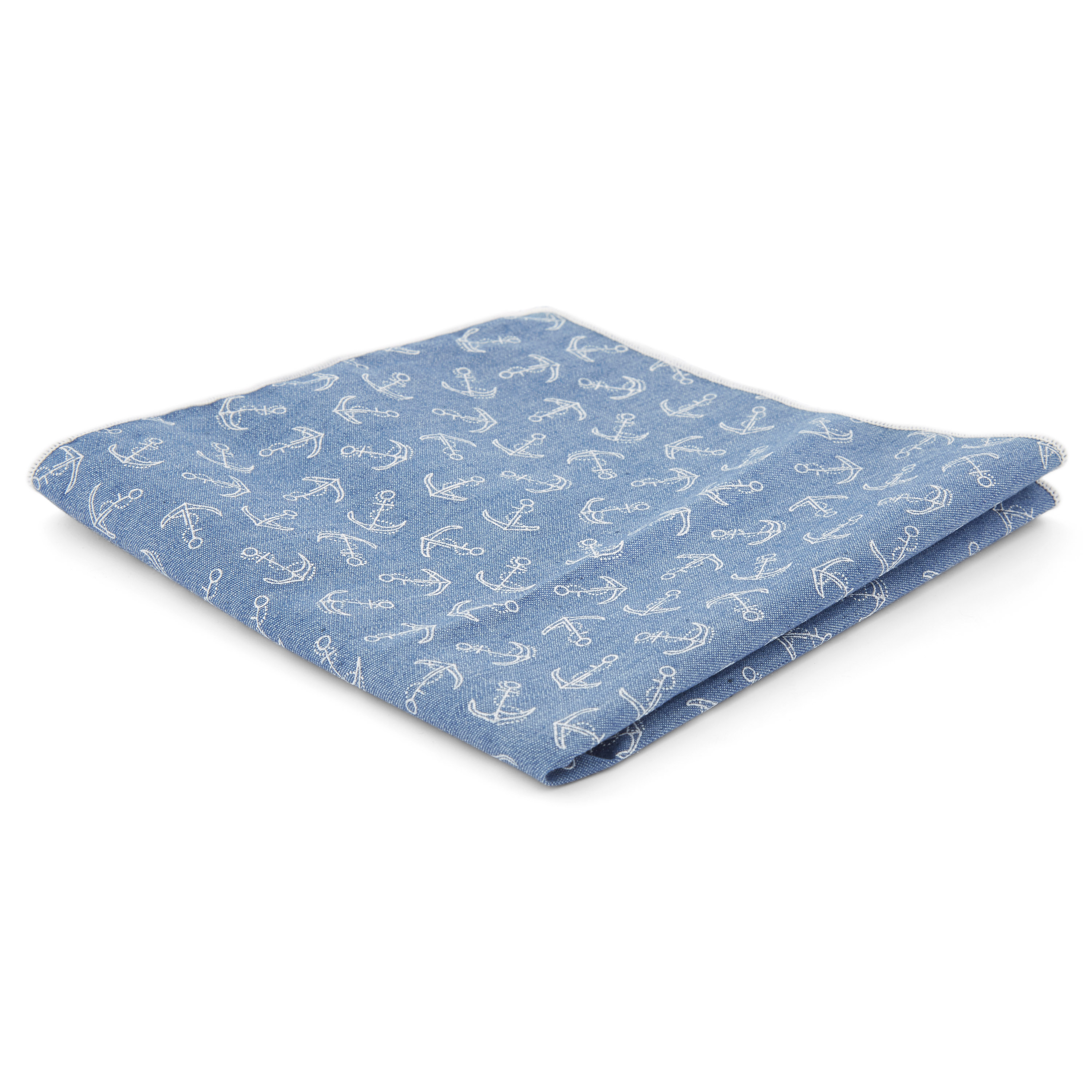 Pale Blue Anchor Pocket Square - 1