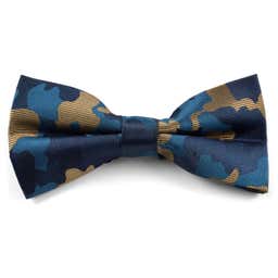 Blue Brown Camouflage Pre-Tied Bow Tie
