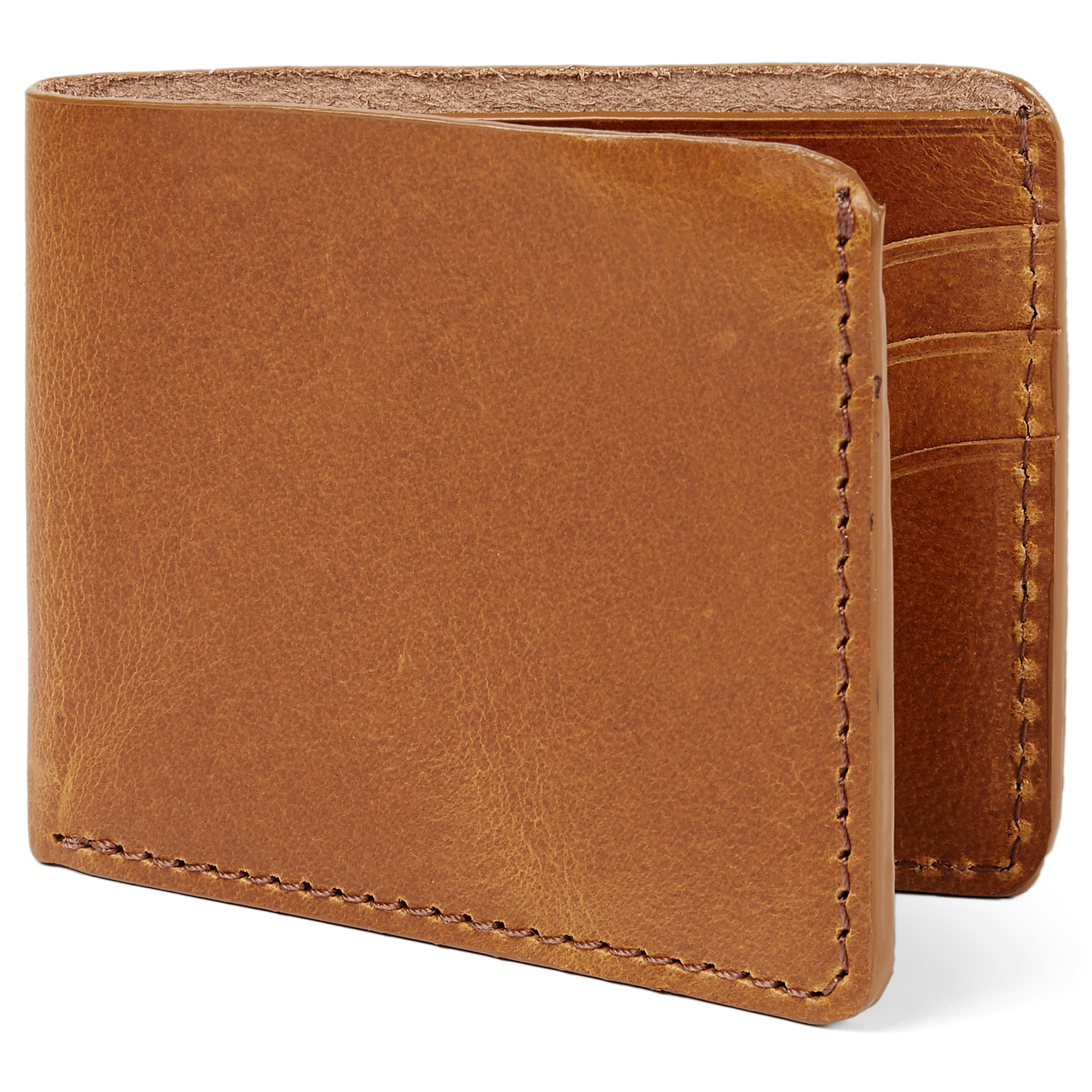 Tarjetero de cuero auténtico canela - 1