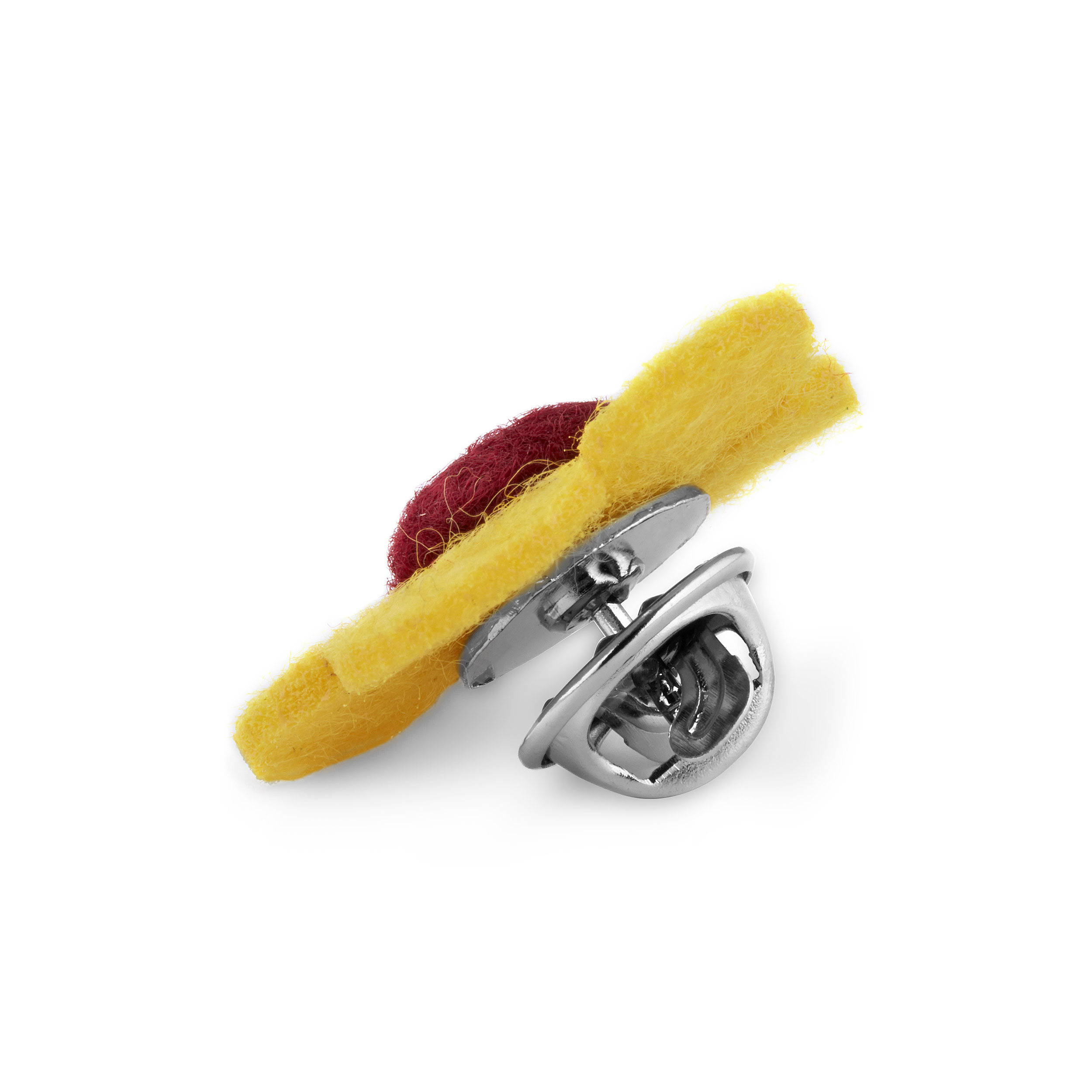Yellow & Red Felt Flower Lapel Pin - 4