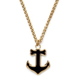Tadd Gold-tone & Onyx Anchor Necklace