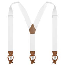 Wide White Convertible Suspenders