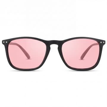 Wade | Rechteckige Sonnenbrille mit pinker Linse & schwarzem Rahmen Wade | Rechteckige Sonnenbrille mit pinker Linse & schwarzem Rahmen