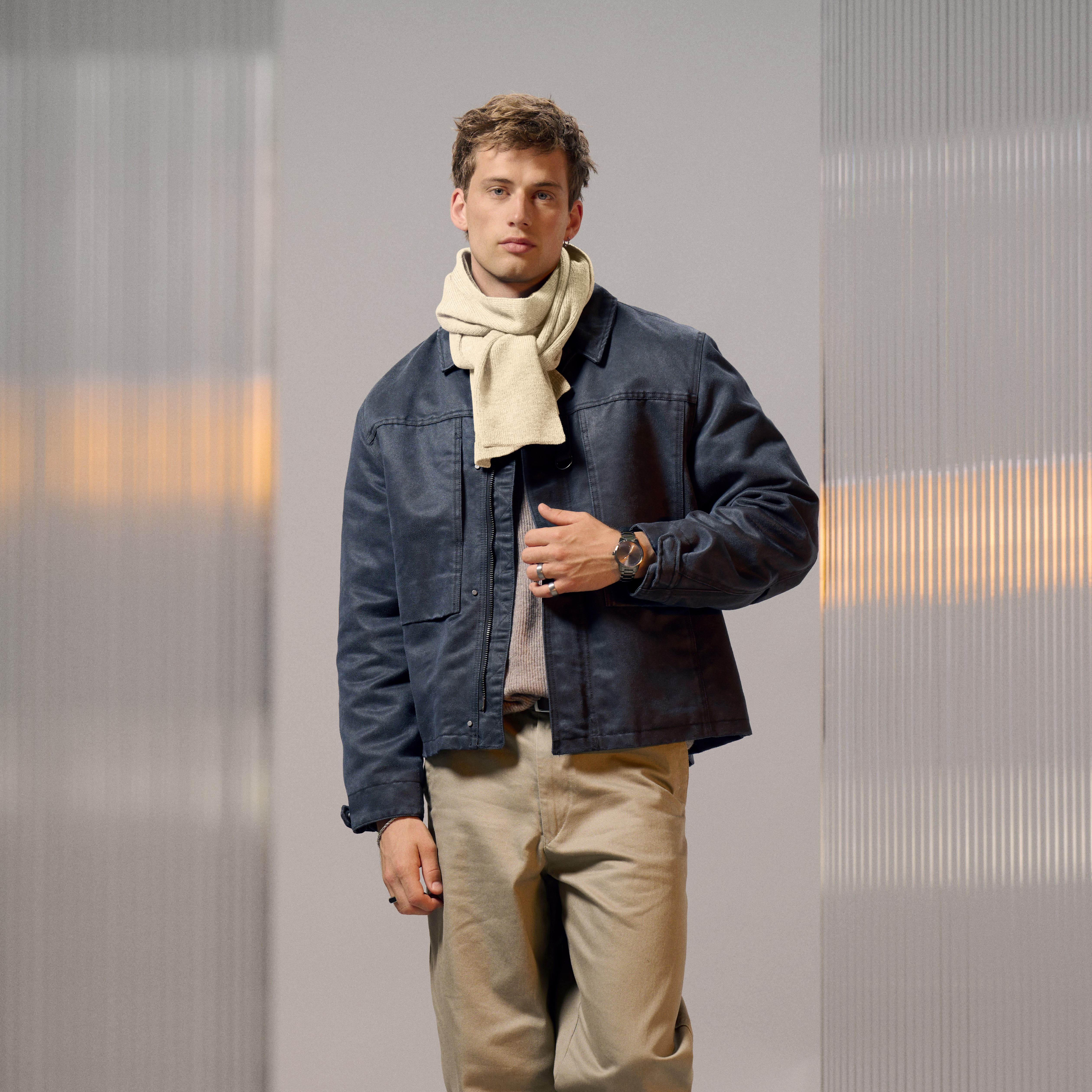 Baltic | オフホワイト ファインニット アクリルスカーフ - 2