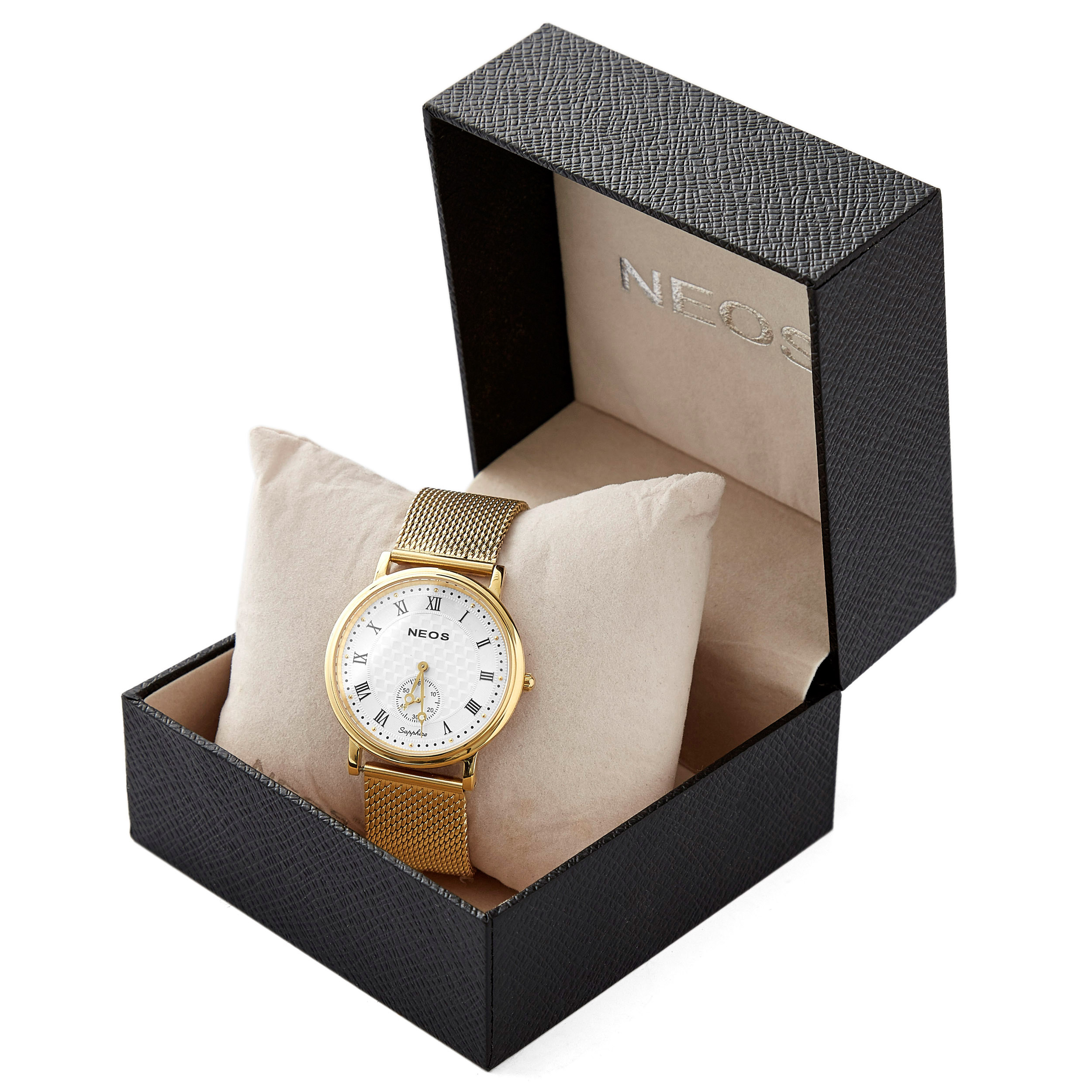 Klassische goldene Uhr mit Saphirkristall aus Edelstahl - 2