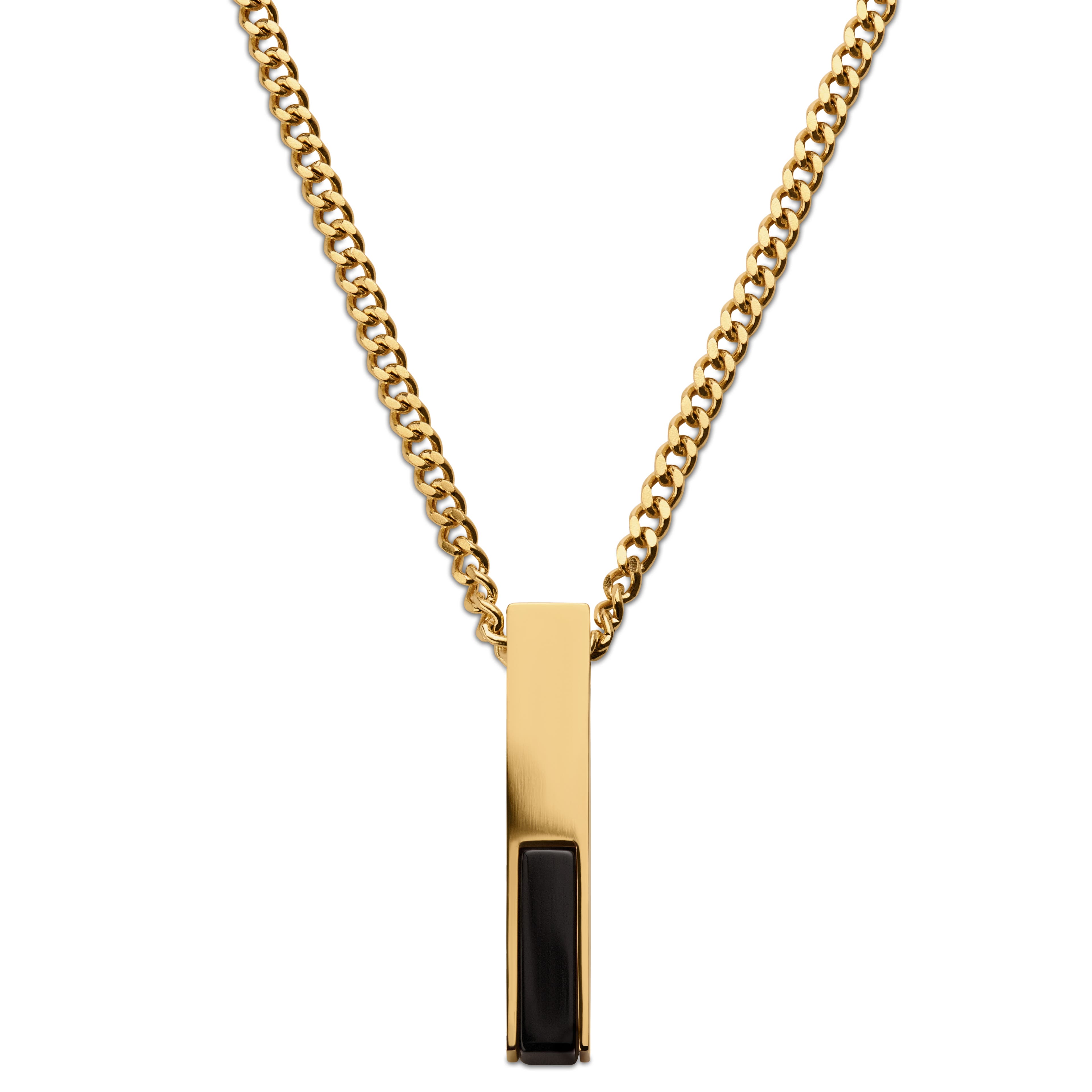 Cruz | Goldfarbene schwarze Onyx-Halskette