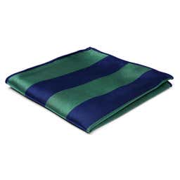 Pañuelo de bolsillo de seda con rayas verdes y azul marino