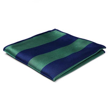 Navy Blue & Green Bold Striped Silk Pocket Square Navy Blue & Green Bold Striped Silk Pocket Square