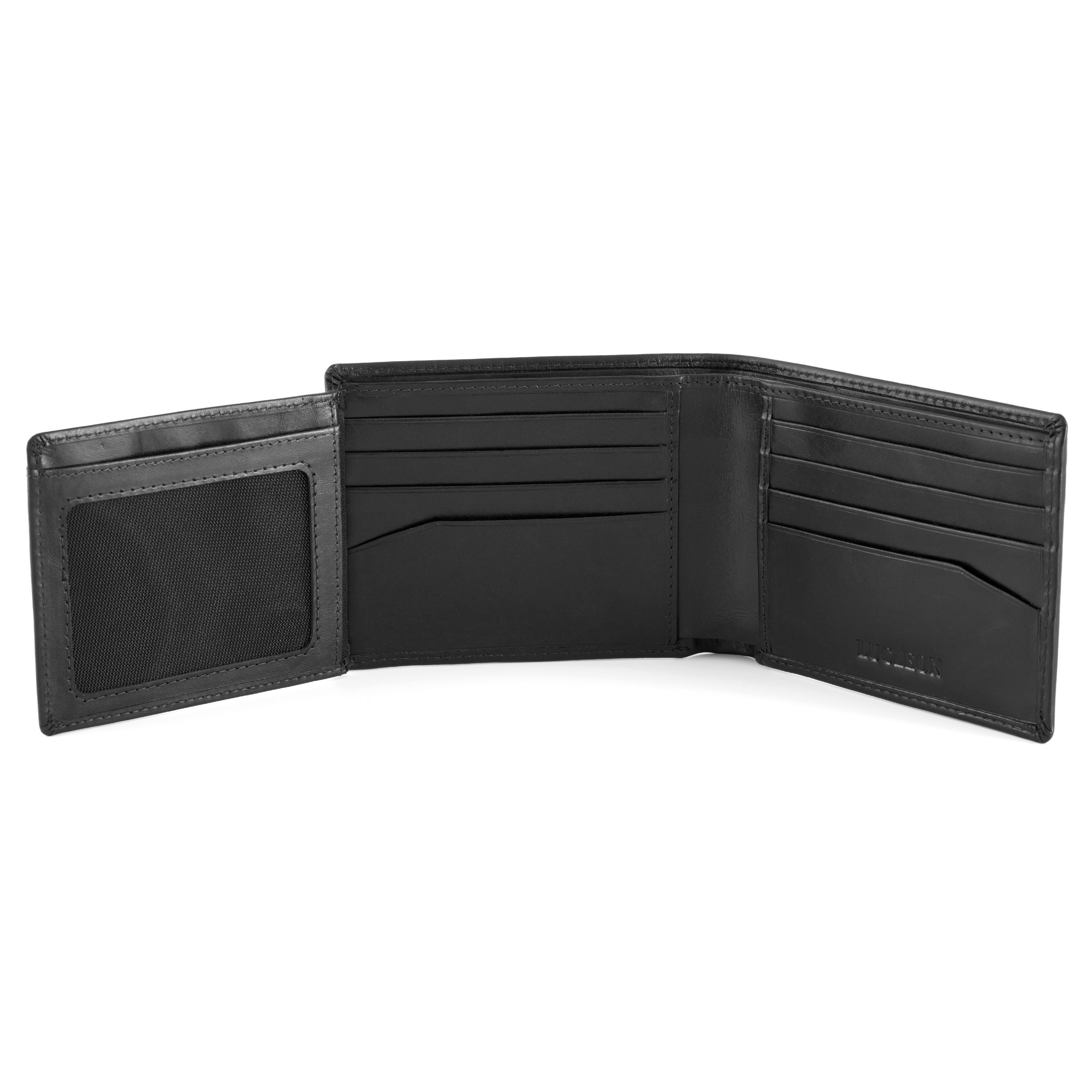 Portefeuille trois volets en cuir noir Jasper - 7