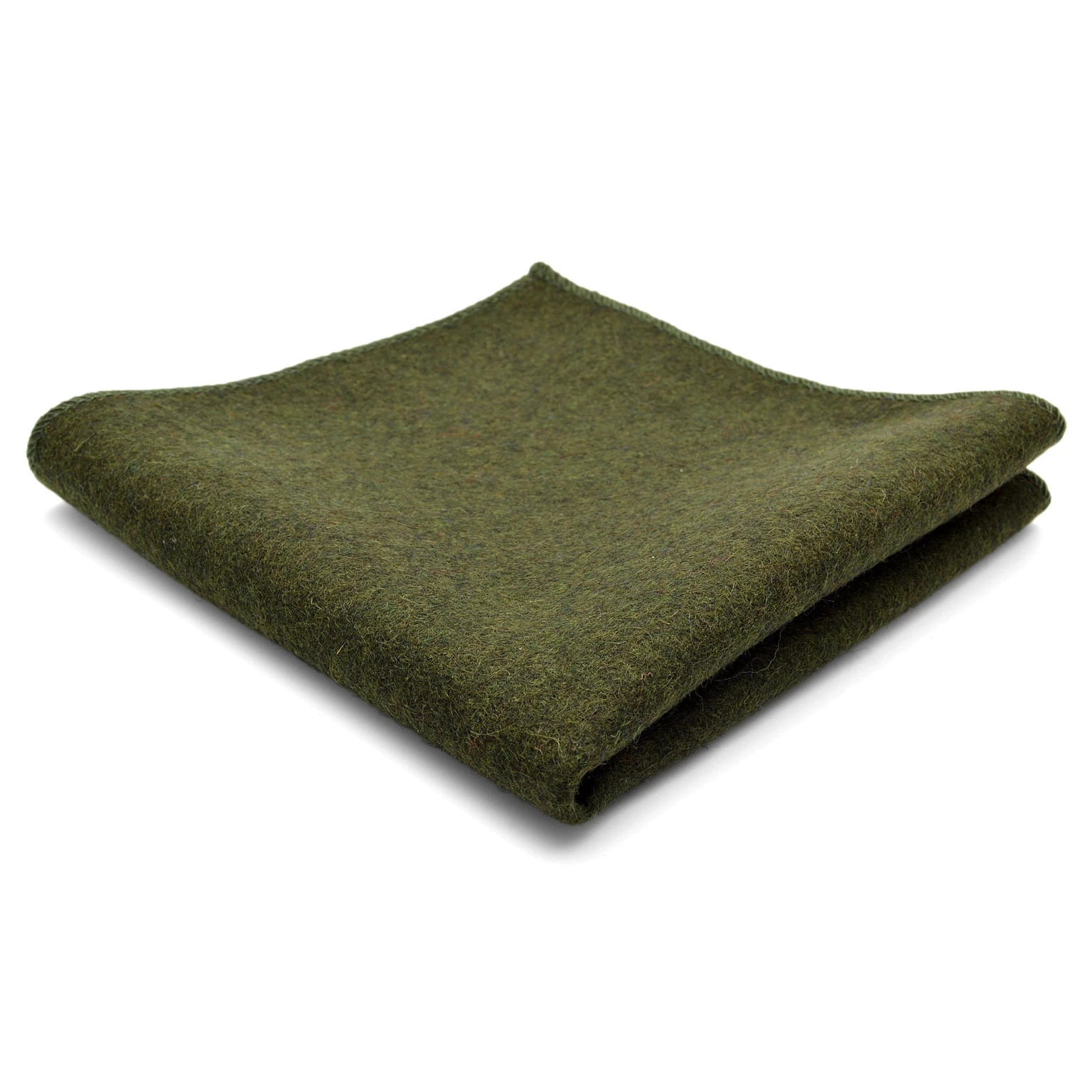 Raw Handmade Olive Green Wool Pocket Square Raw Handmade Olive Green Wool Pocket Square