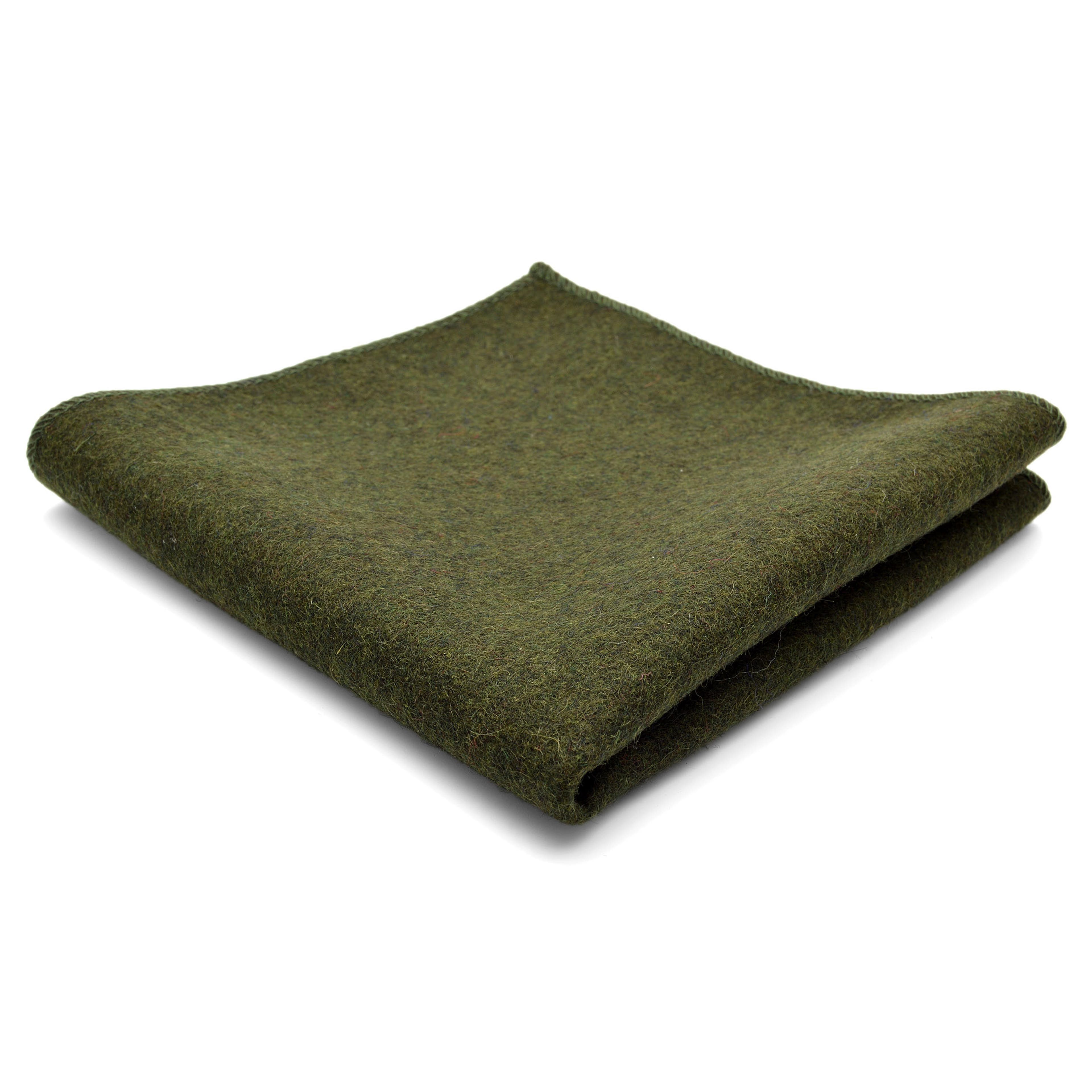 Raw Handmade Olive Green Wool Pocket Square