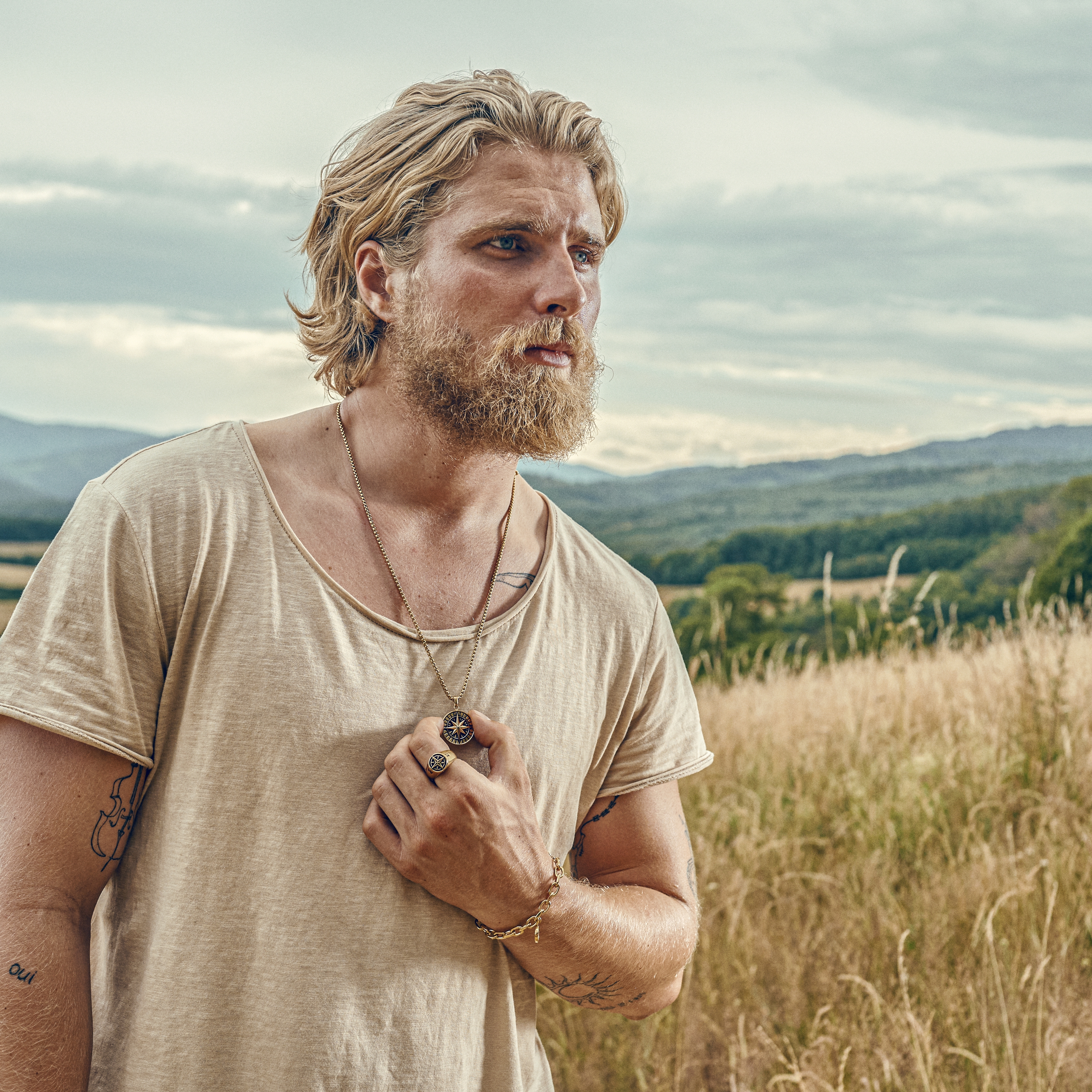 Atlas | Gold-tone Stainless Steel North Star Pendant Necklace - 4