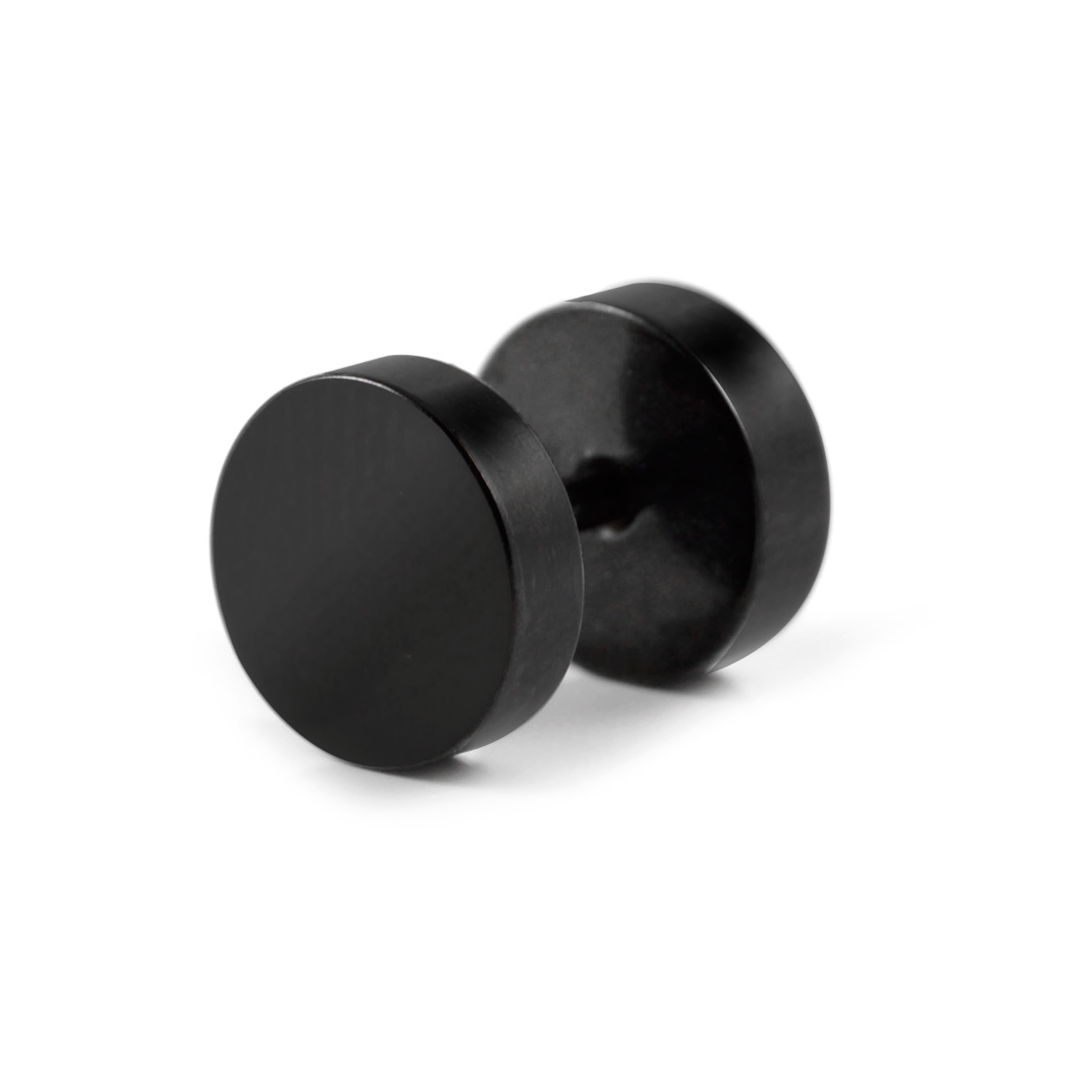8 mm Black Stainless Steel Fake Plug Earring