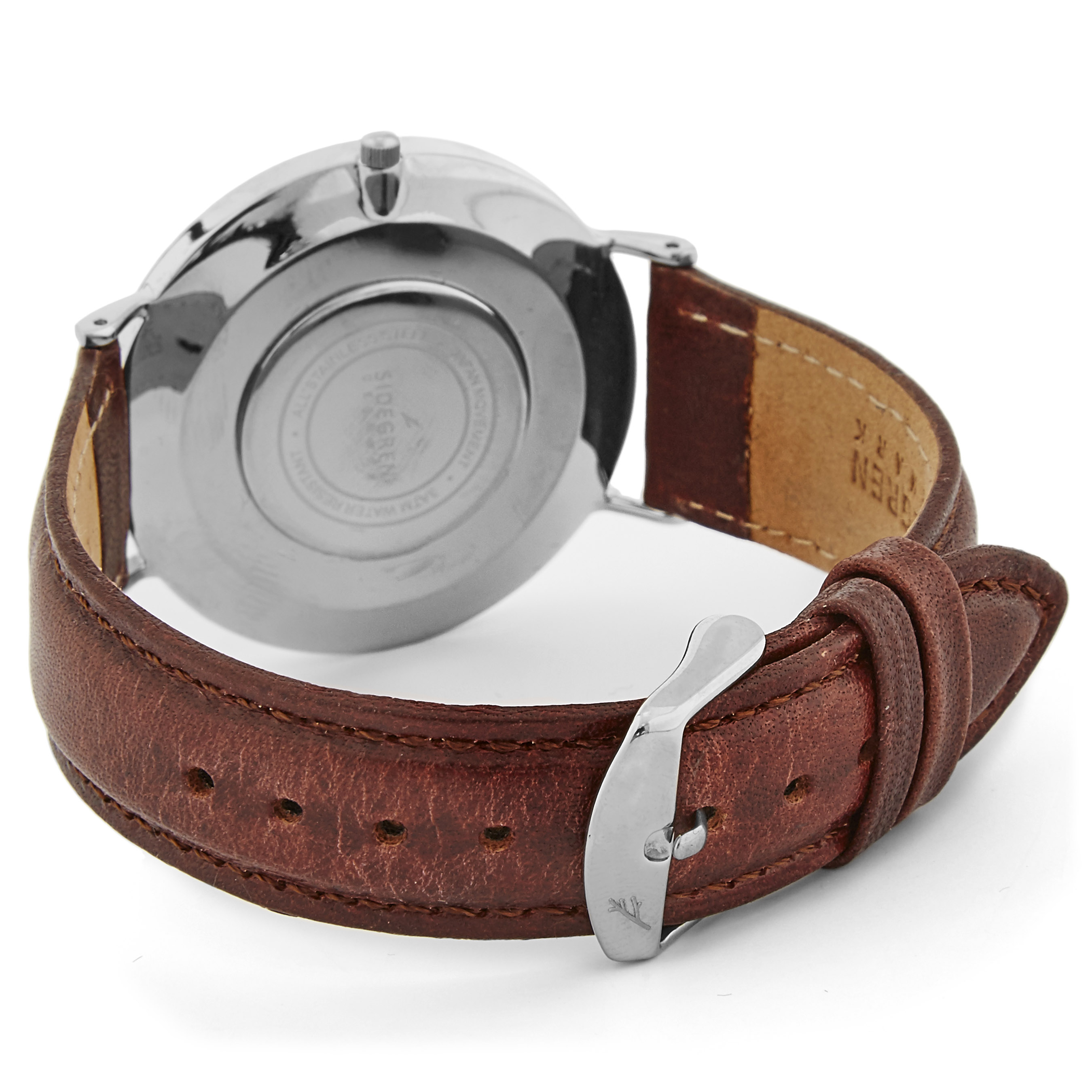 Silver & Brown Nivil Watch - 4