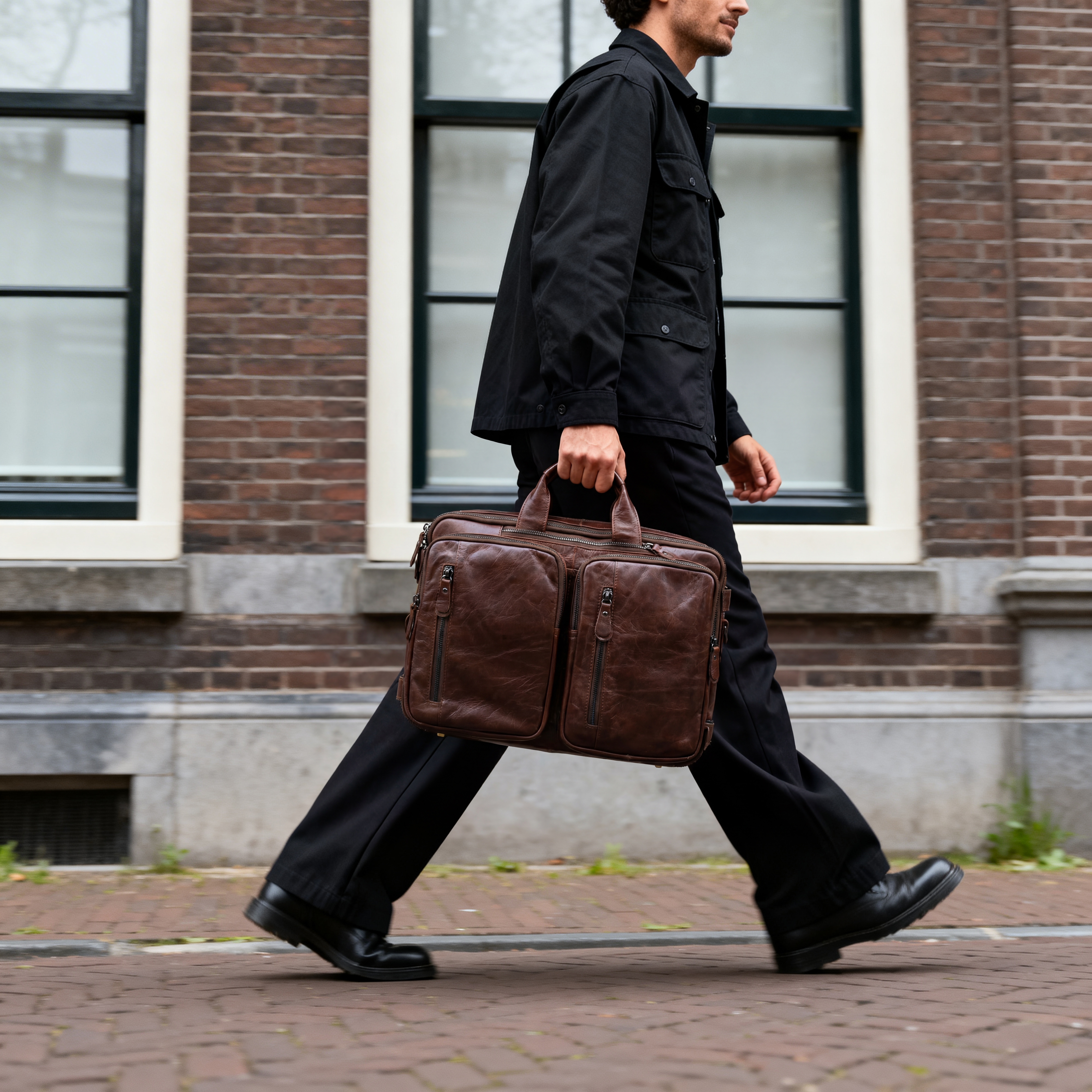 Σκούρα Καφέ Δερμάτινη Τσάντα Aztec Multi - 3