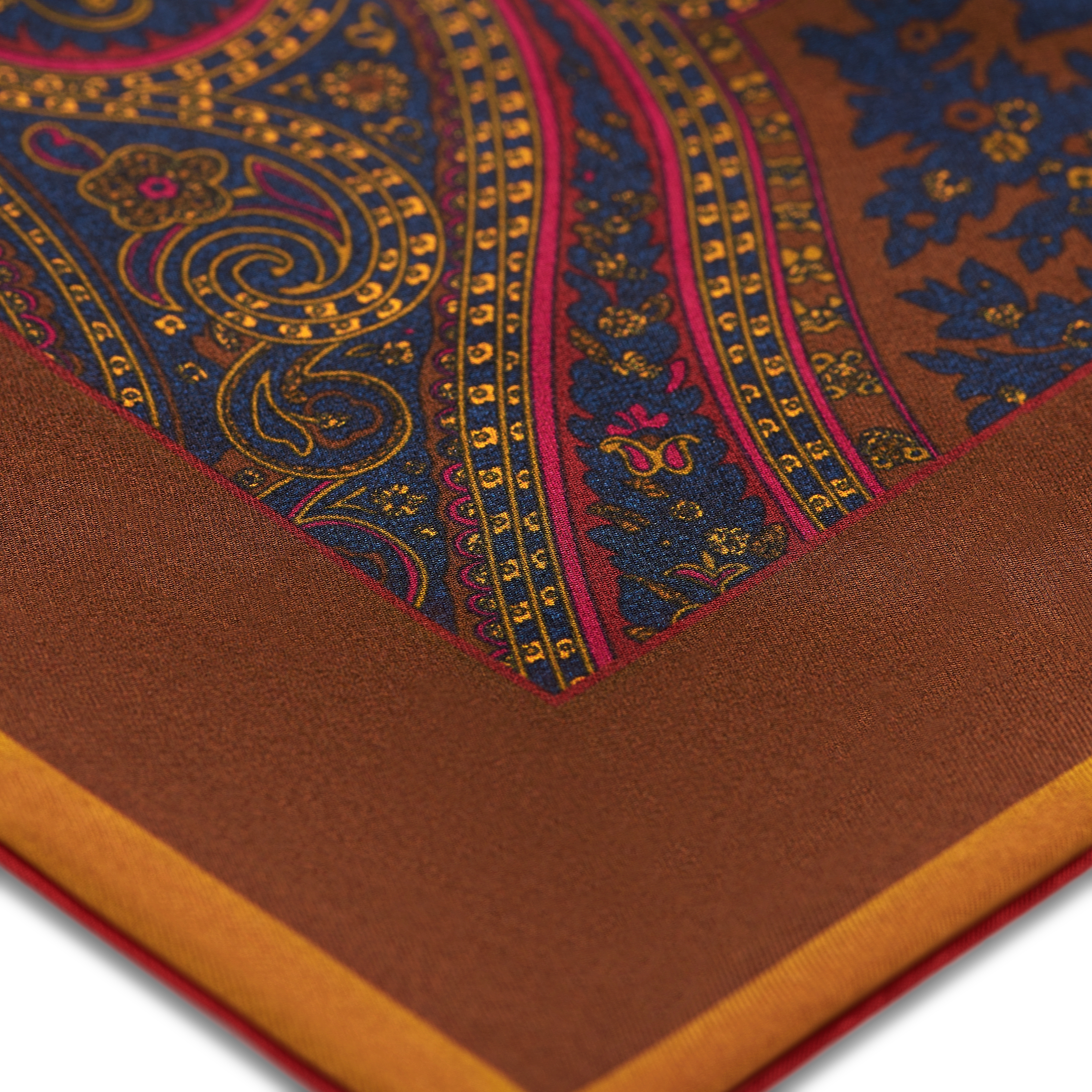 Elegio | Двулицева копринена кърпичка за сако с шарки в синьо и кафяво - 5