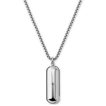 Egan | Silver-Tone Stainless Steel Pill Box Chain Necklace