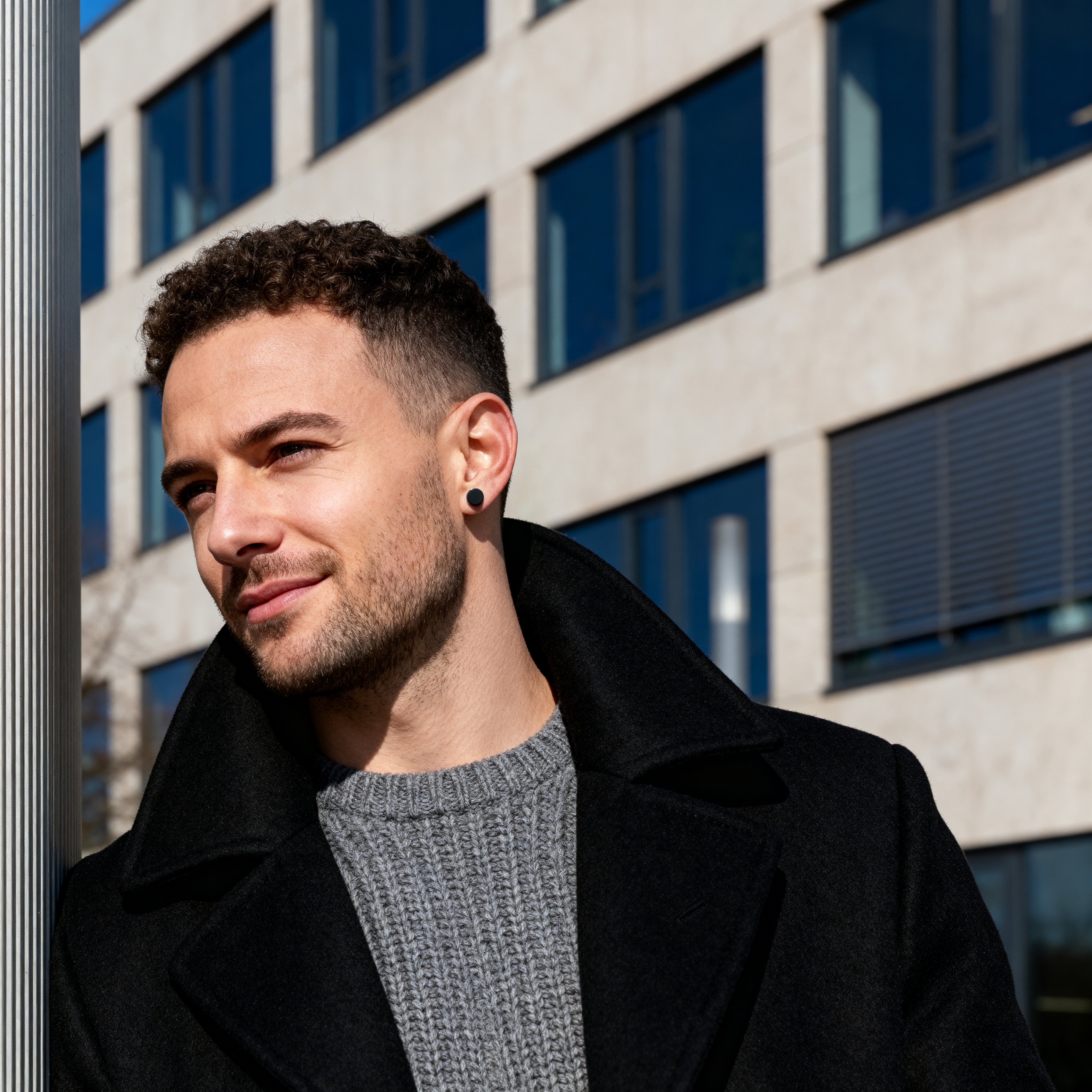 10 mm Black Stainless Steel Stud Earring - 5