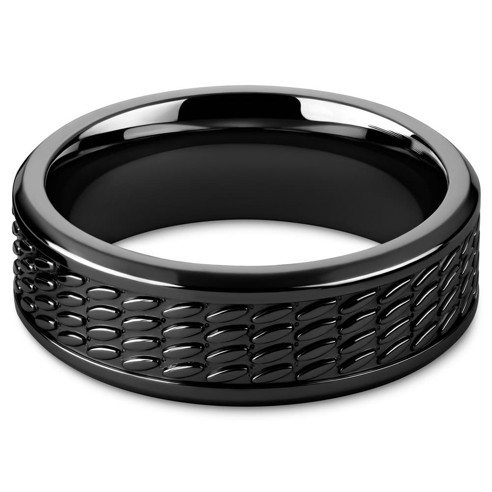 hover: Hyperan | 8 mm Black Titanium Ring with Oval Pattern hover: Hyperan | 8 mm Black Titanium Ring with Oval Pattern