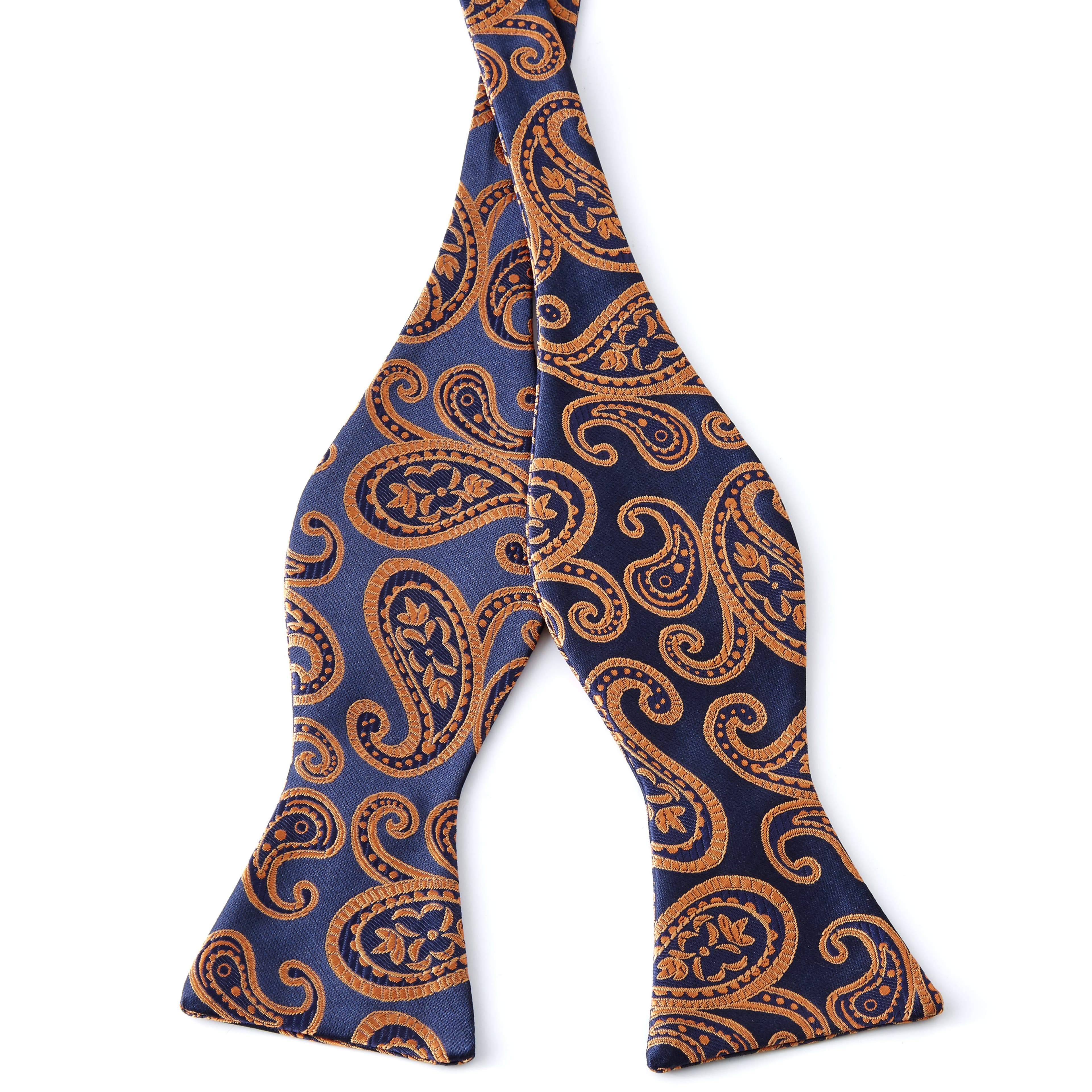 Navy & Orange Paisley Self-Tie Bow Tie