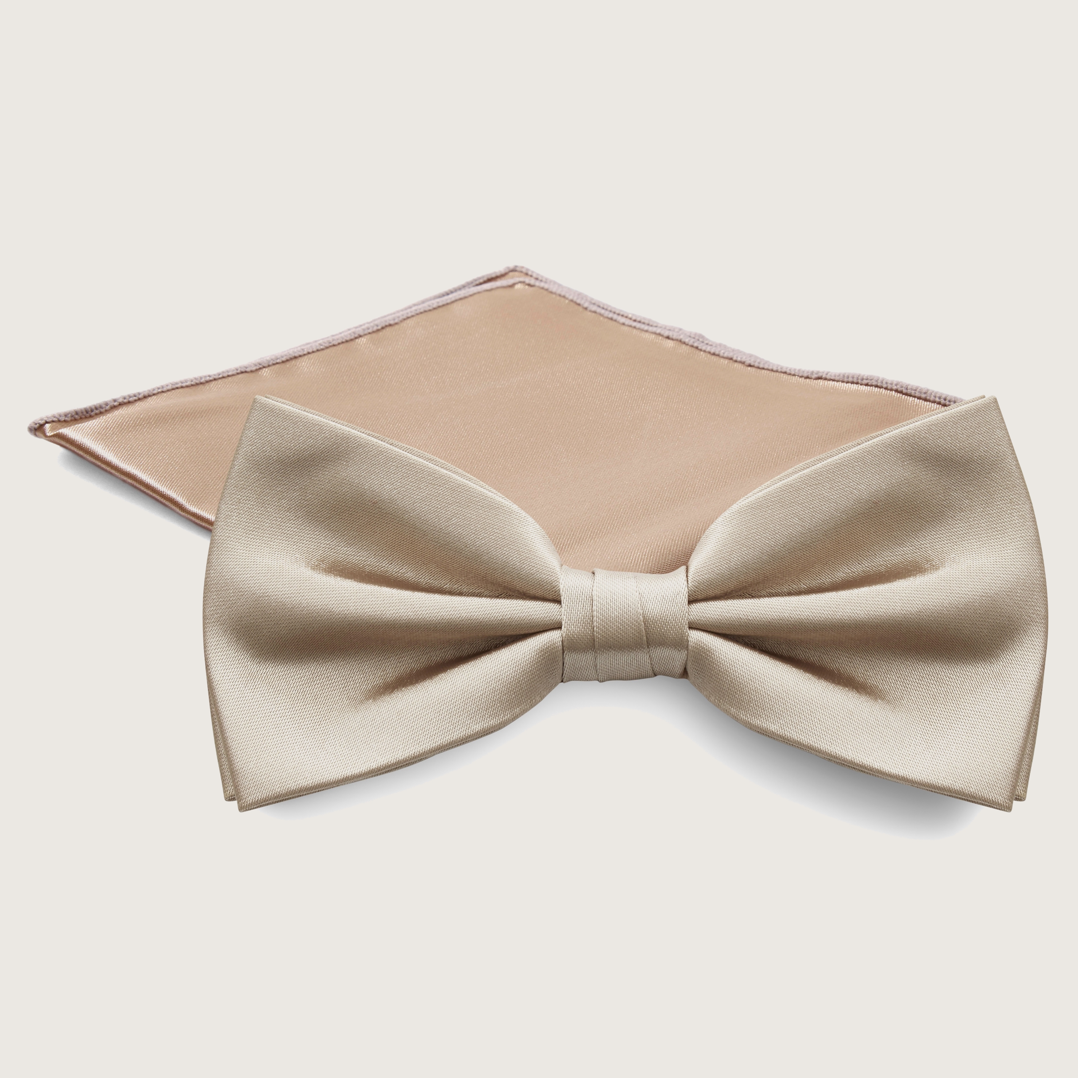 Champagne Pre-Tied Bow Tie & Pocket Square Set | In stock! | Trendhim
