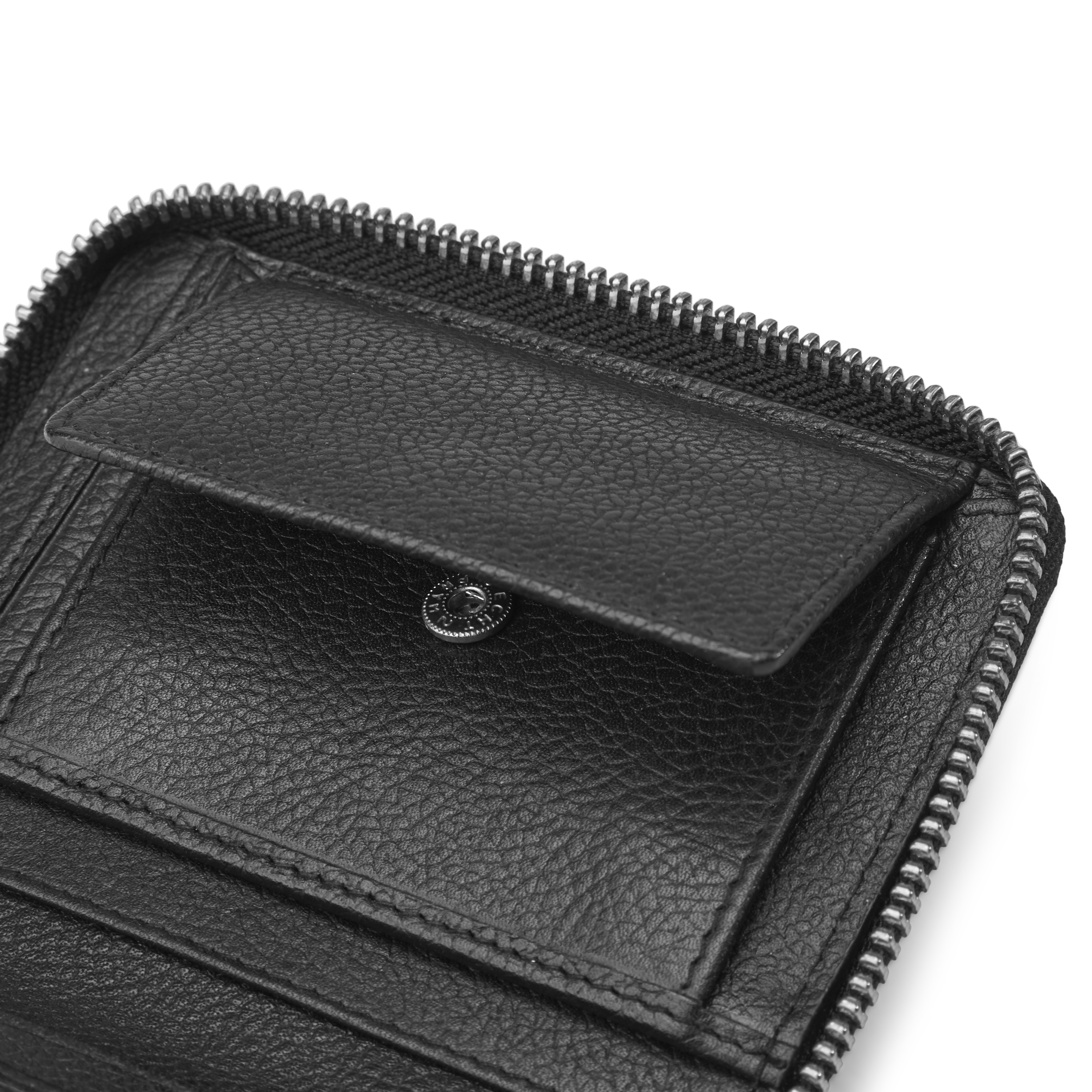 Mini cartera de cuero negro con bloqueo RFID Sky  - 9