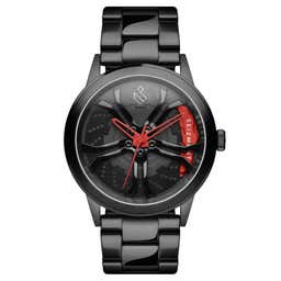 Monza | Black & Red Stainless Steel Racing Watch With Black Dial