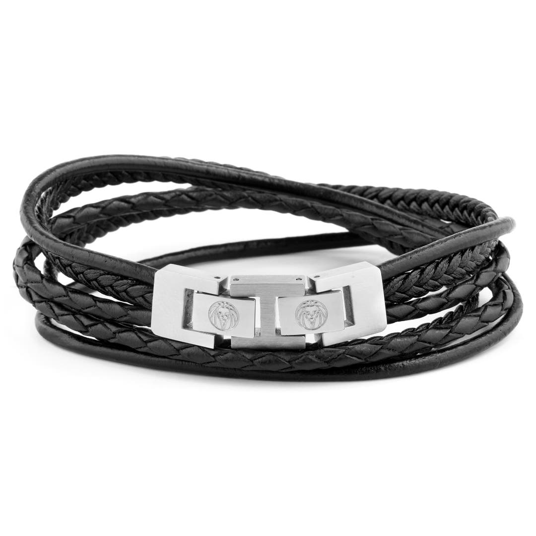 Black & Stainless Steel Roy Leather Bracelet | In stock! | Lucleon