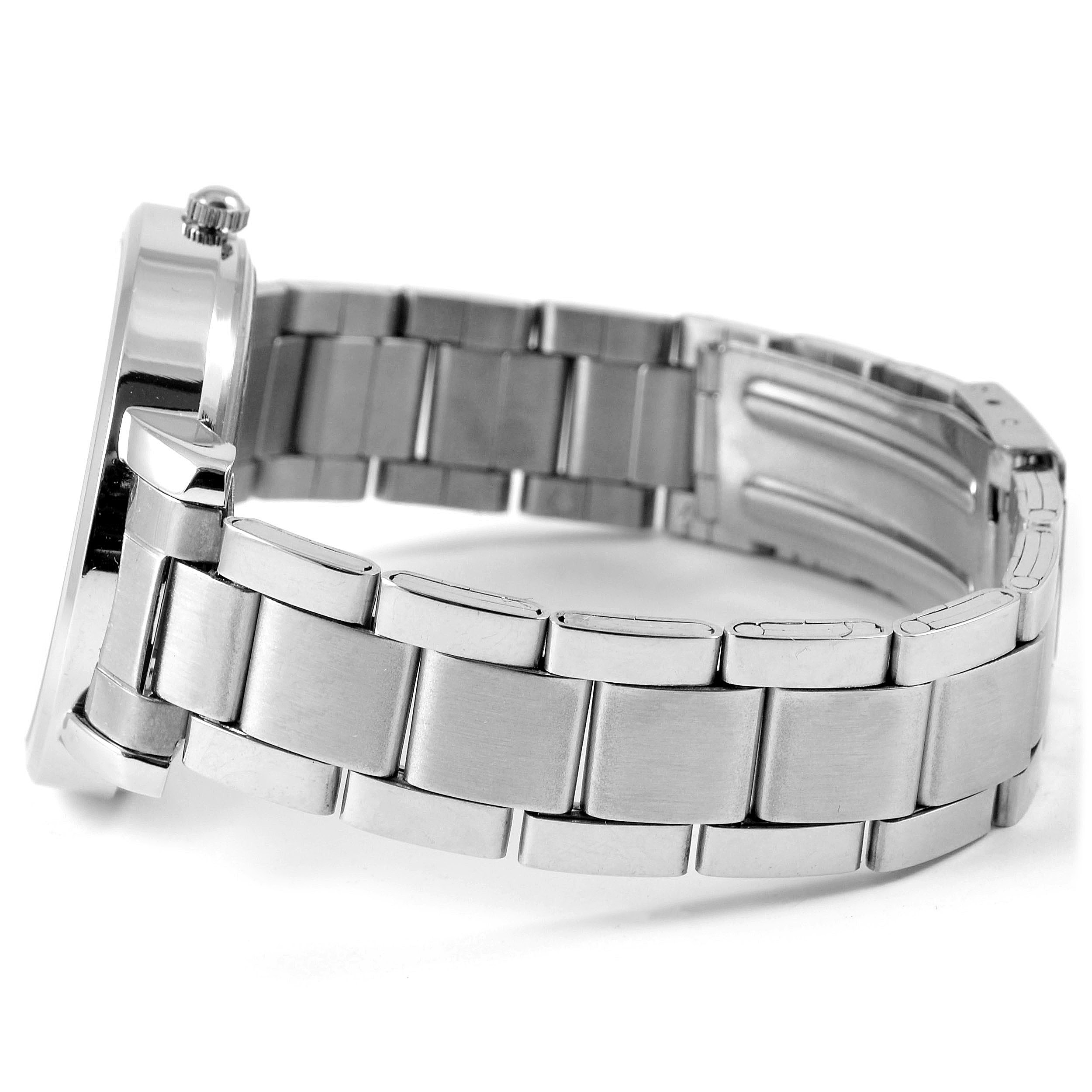 Silberne Edelstahluhr mit schwarzem Zifferblatt - 4