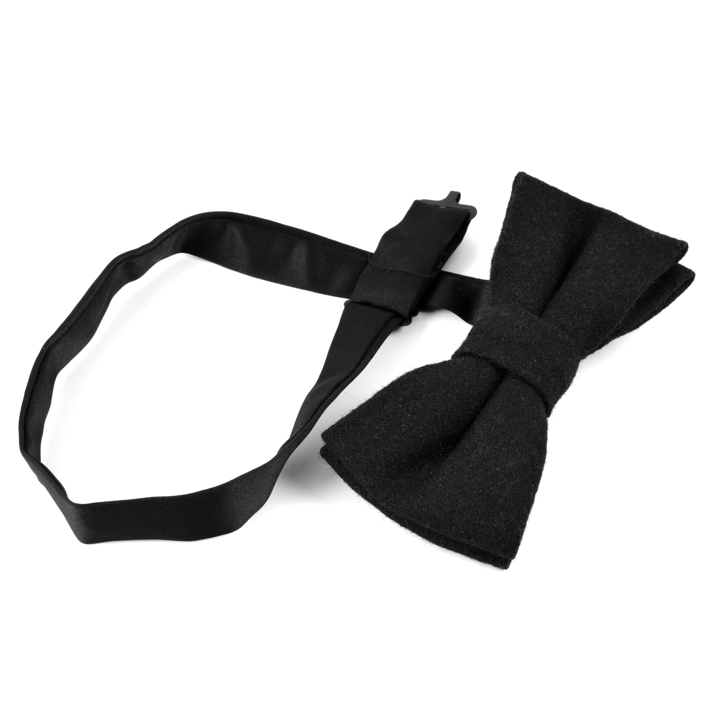 Black Handmade Wool Bow Tie - 2