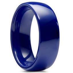Leštený modrý keramický prsteň 