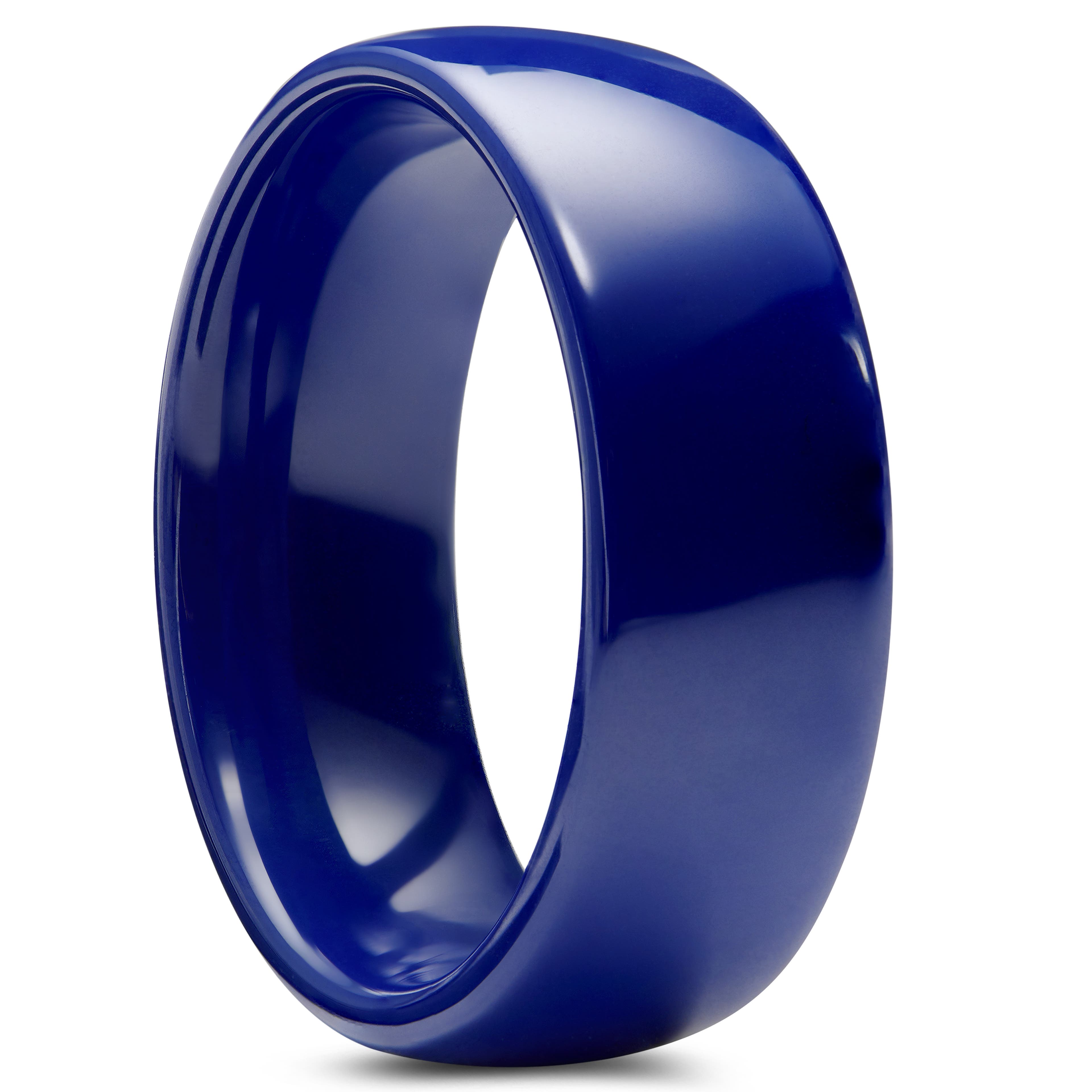 Polished Blue Ceramic Ring 