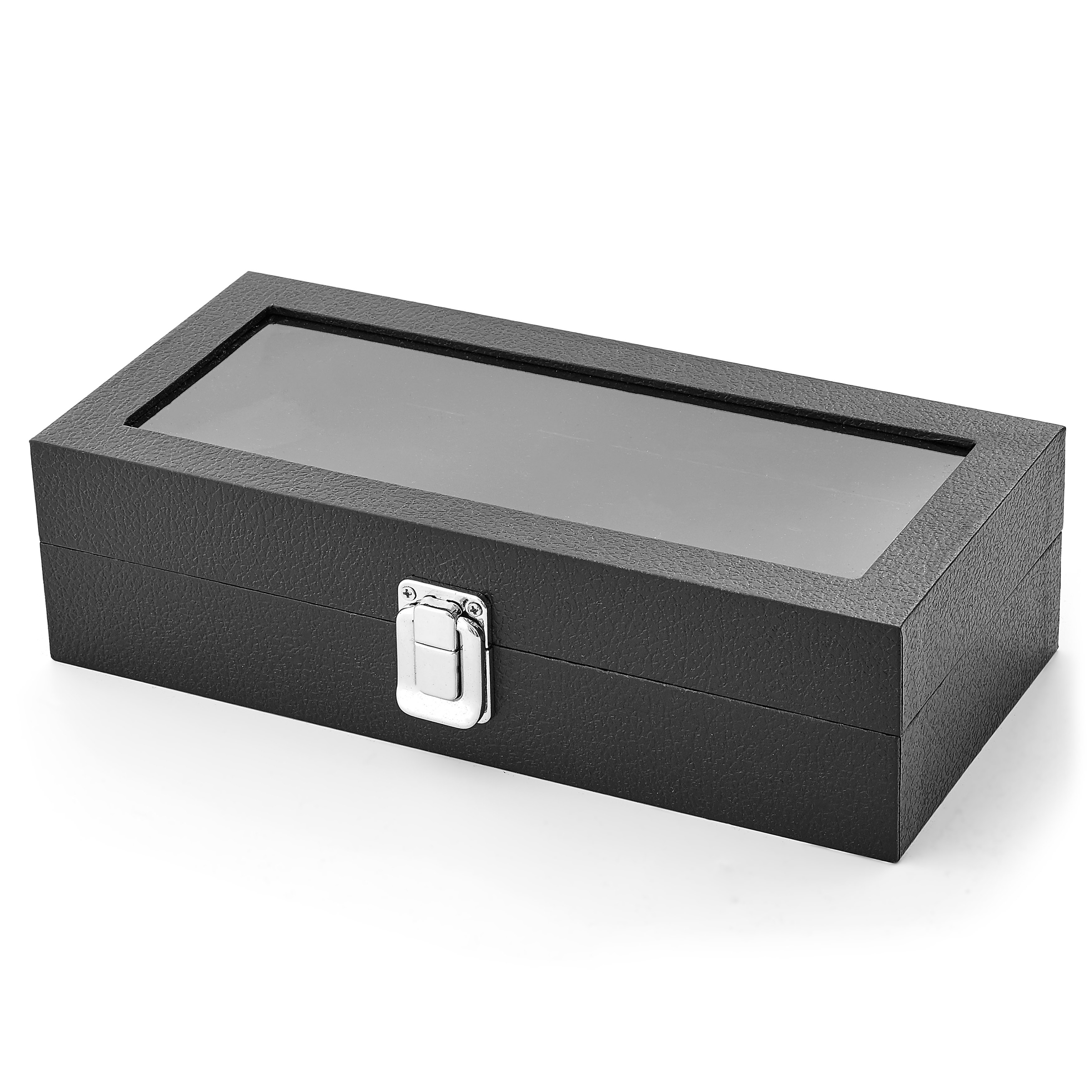 Black Faux Leather Watch Case - 6 Watches - 1