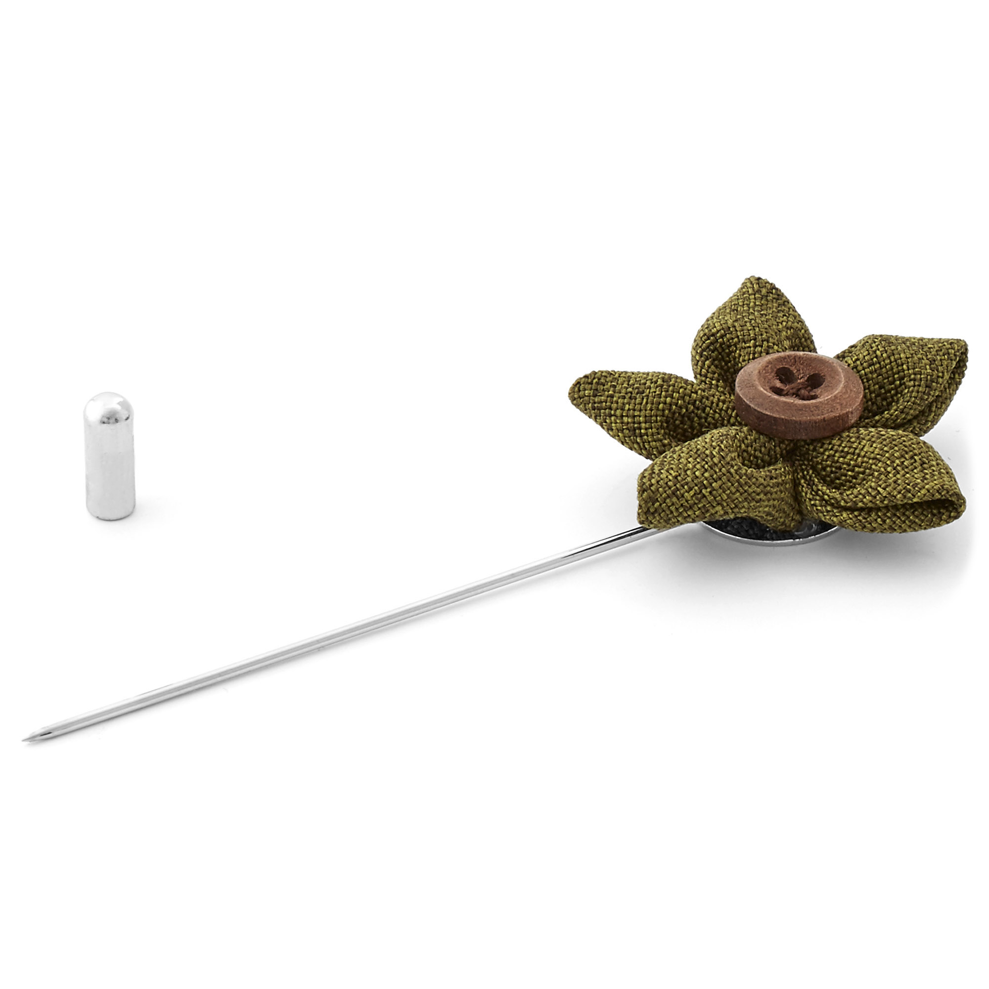 Buttoned Olive Lapel Flower - 2