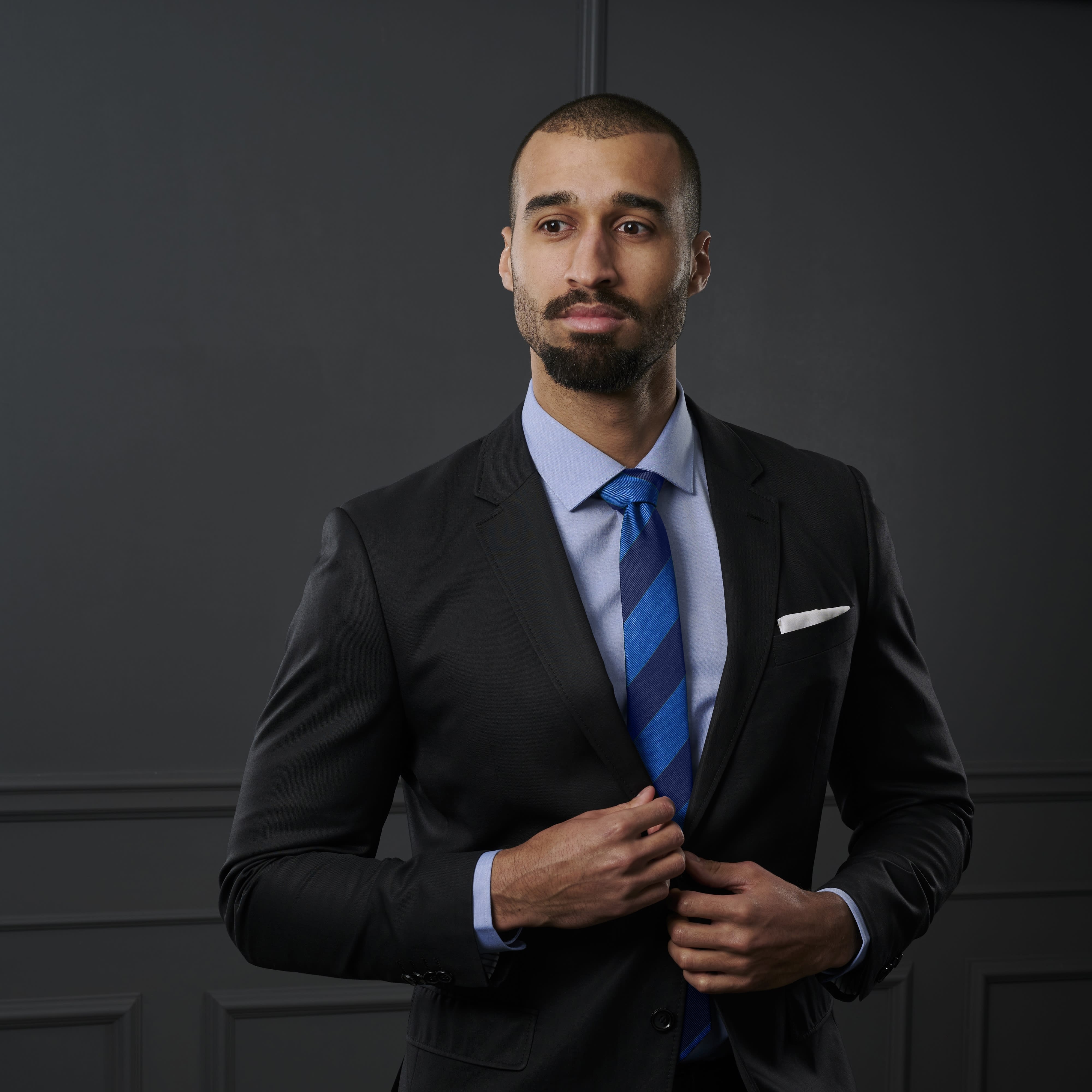 Royal & Navy Blue Bold Diagonal Striped Silk Tie - 4