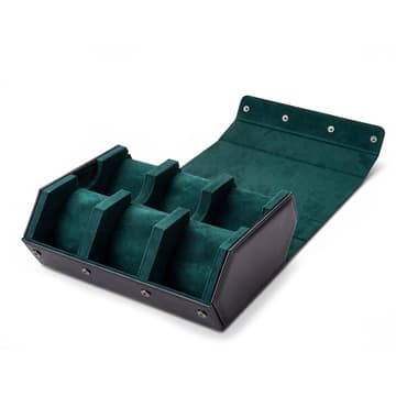 Hexa | Zwart-groene hexagonale horlogebox van kunstleer – voor 6 horloges Hexa | Zwart-groene hexagonale horlogebox van kunstleer – voor 6 horloges