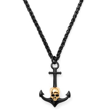 Tadd Black Anchor & Skull Necklace