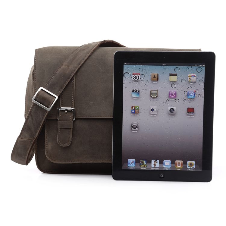 Slick Khaki Leather Briefcase - 11