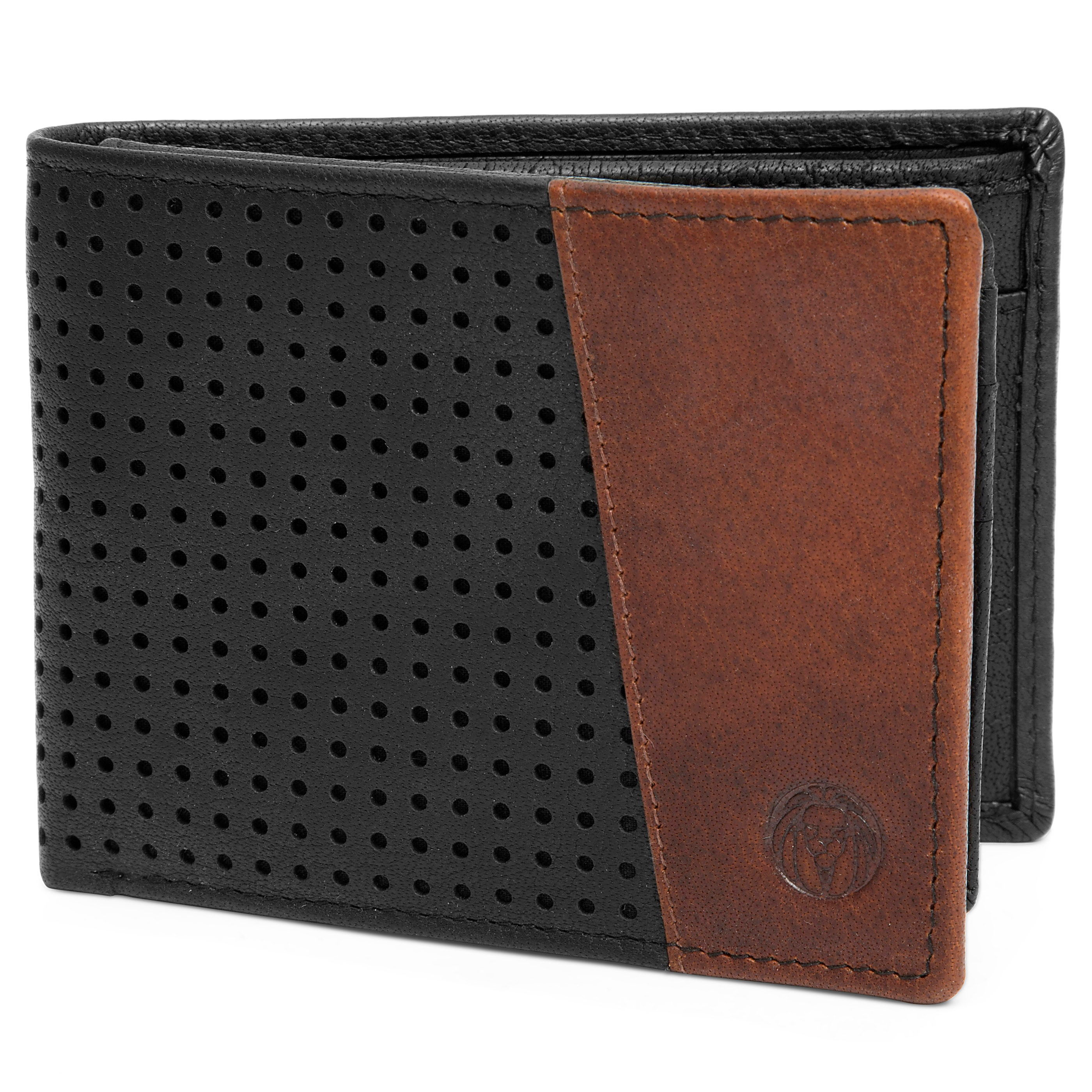 Δερμάτινο Πορτοφόλι Montreal Dotty Black & Tan RFID - 1